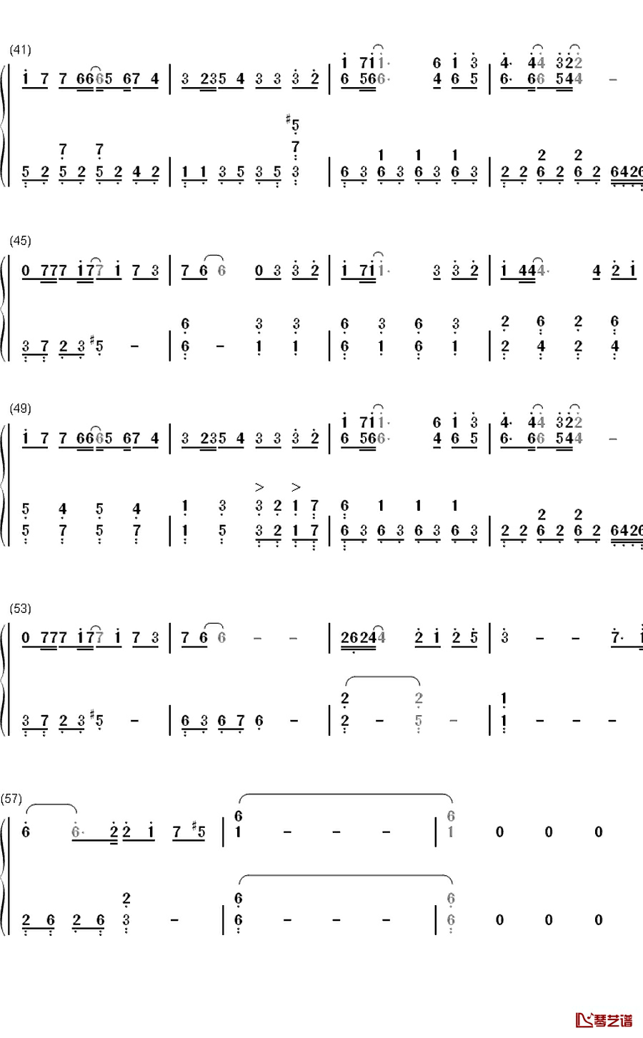 等不到的爱钢琴简谱-数字双手-文章3
