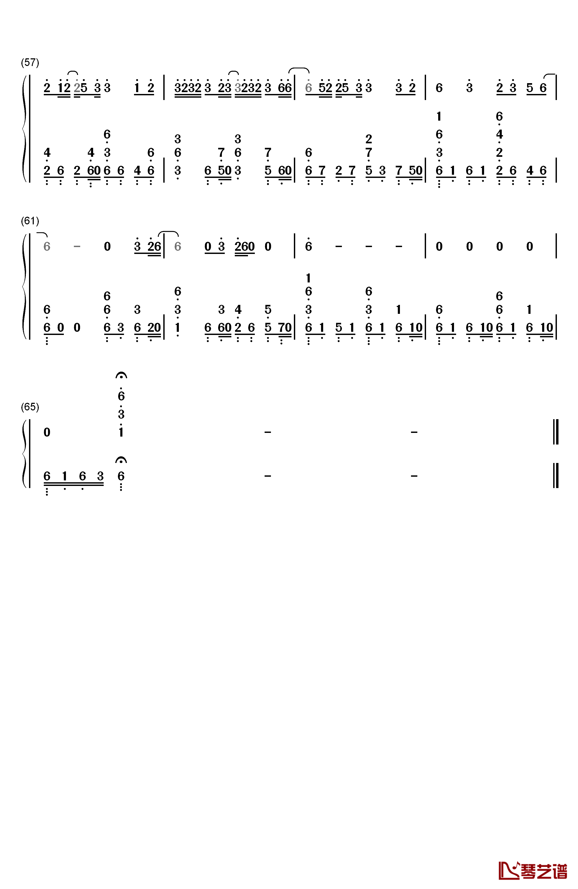 一半钢琴简谱-数字双手-梁洁4