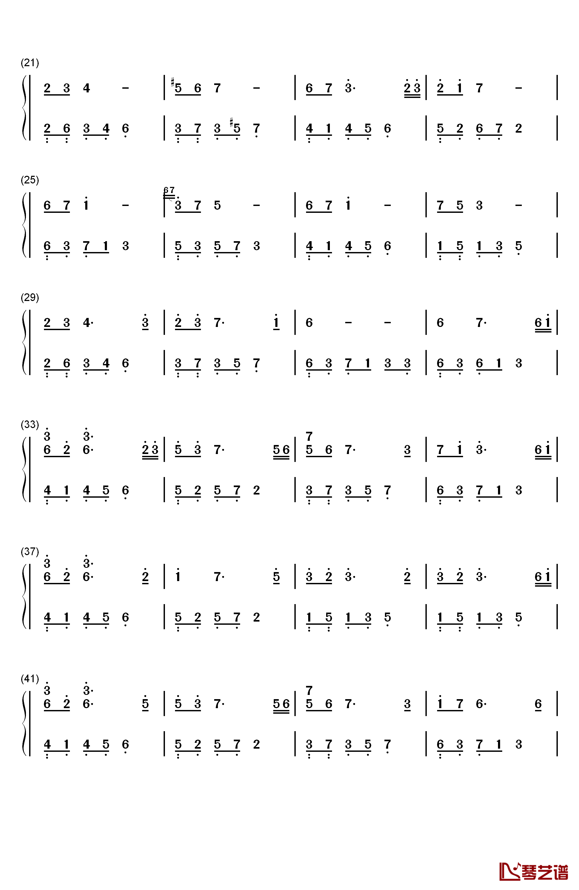 夜的钢琴曲 22钢琴简谱-数字双手-石进2