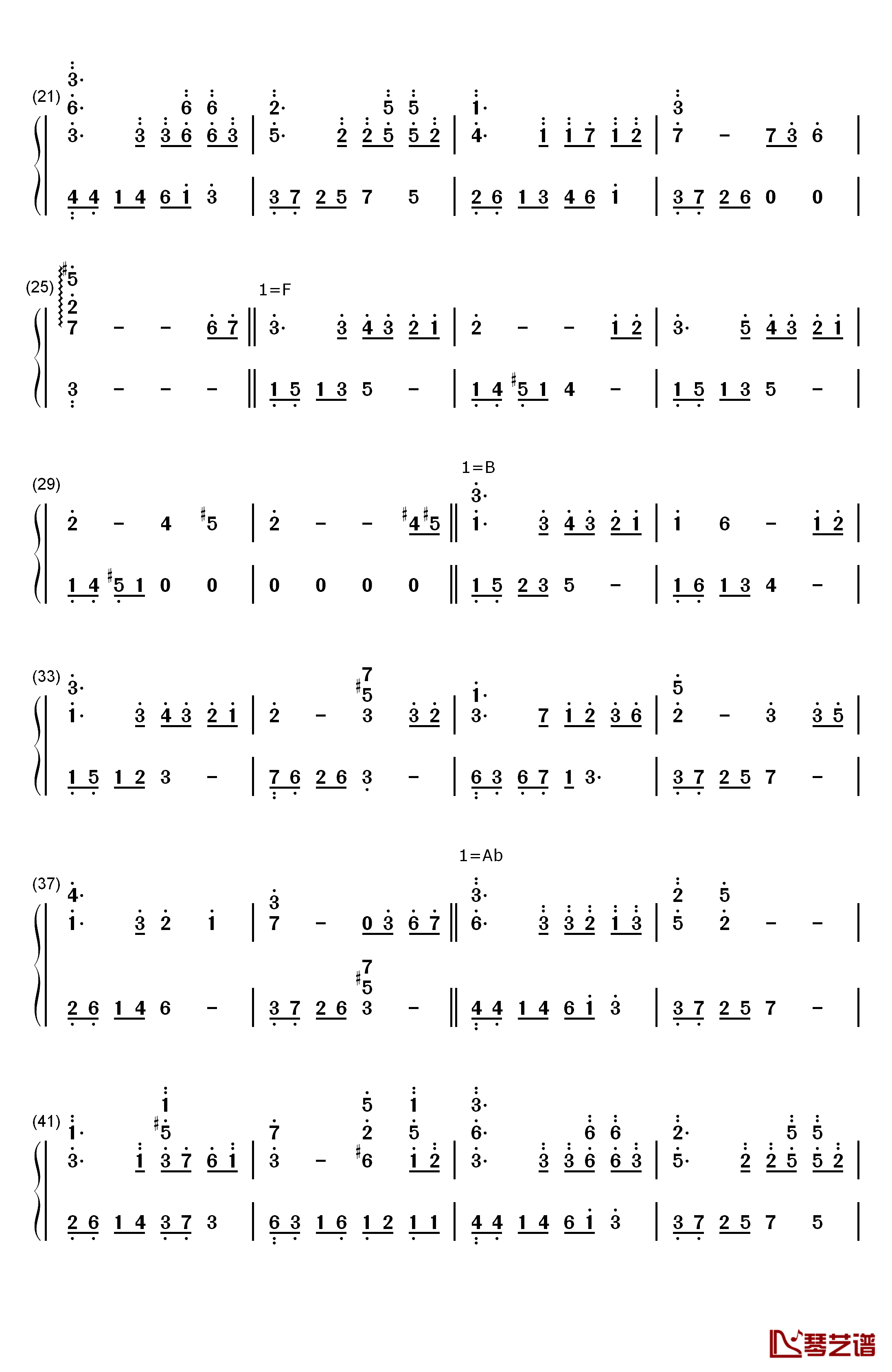 来不及勇敢钢琴简谱-数字双手-周深2