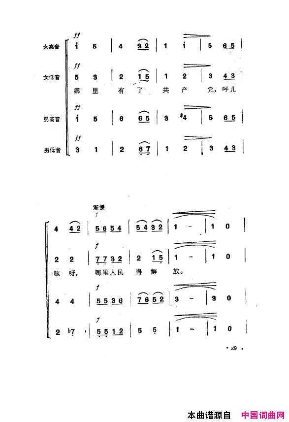 毛泽东之歌-红太阳歌曲集000-050简谱1