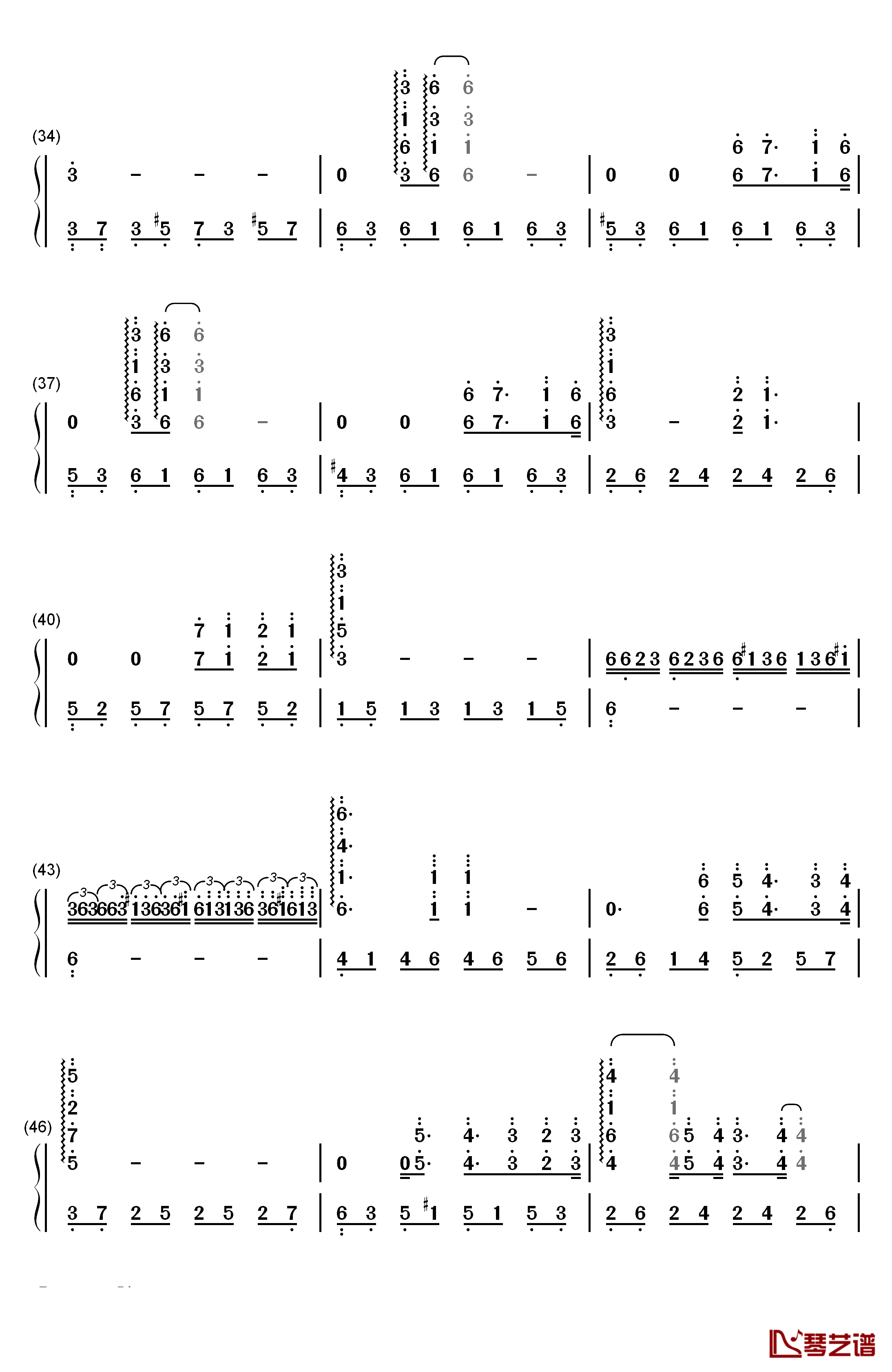 情感钢琴简谱-数字双手-理查德•克莱德曼3