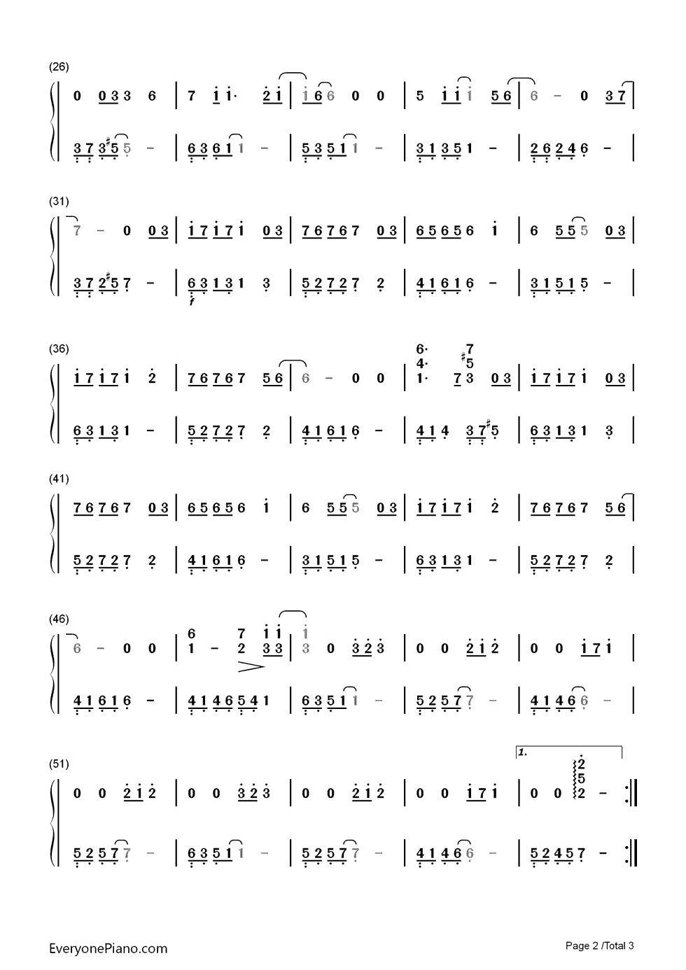 我们都一样钢琴简谱-数字双手-张杰2