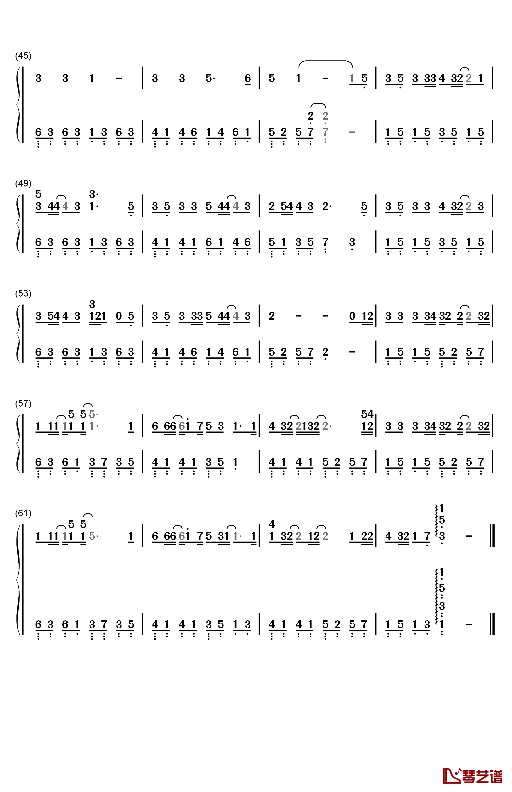 放弃钢琴简谱-数字双手-星弟3