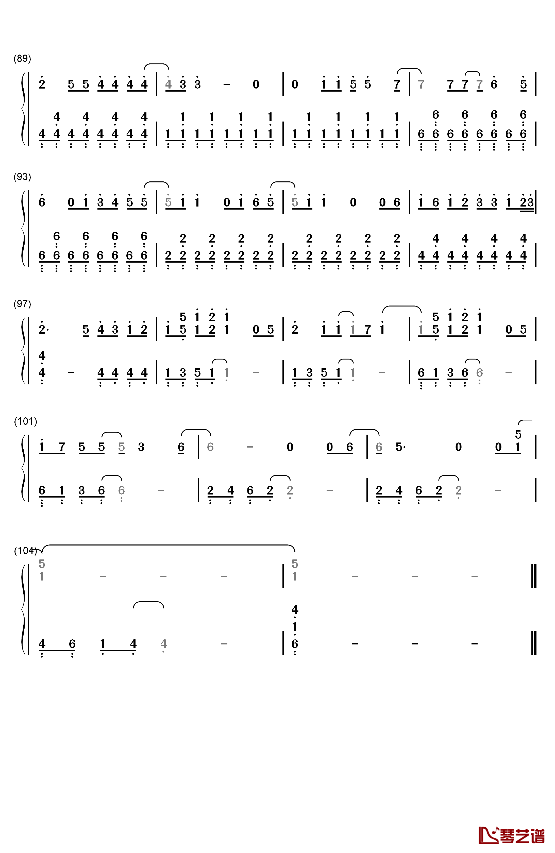 Lucky钢琴简谱-数字双手-Exo5