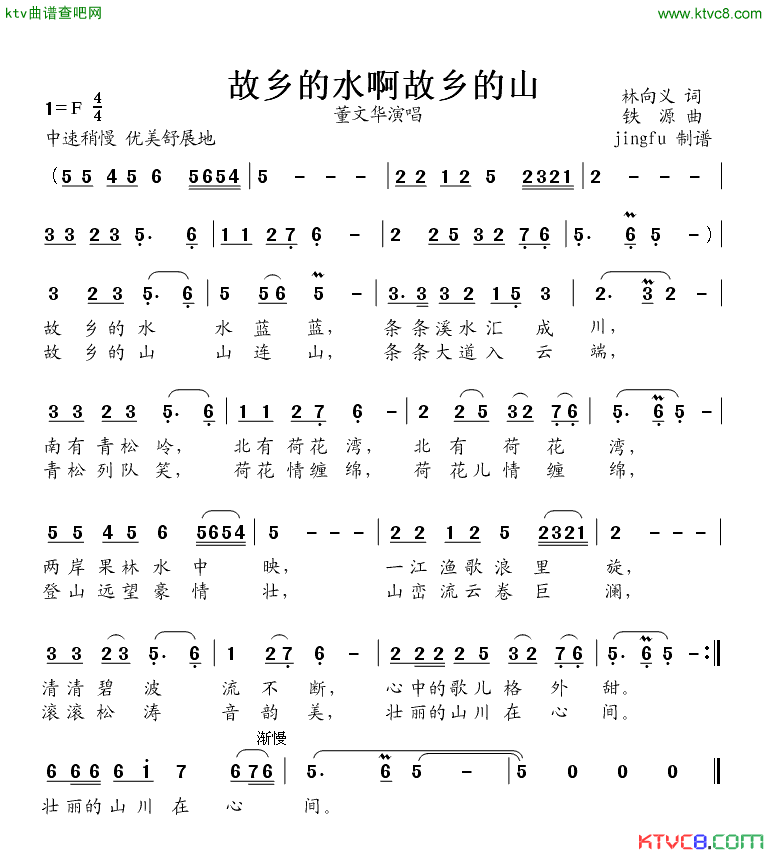 故乡的水啊故乡的山简谱-董文华演唱1