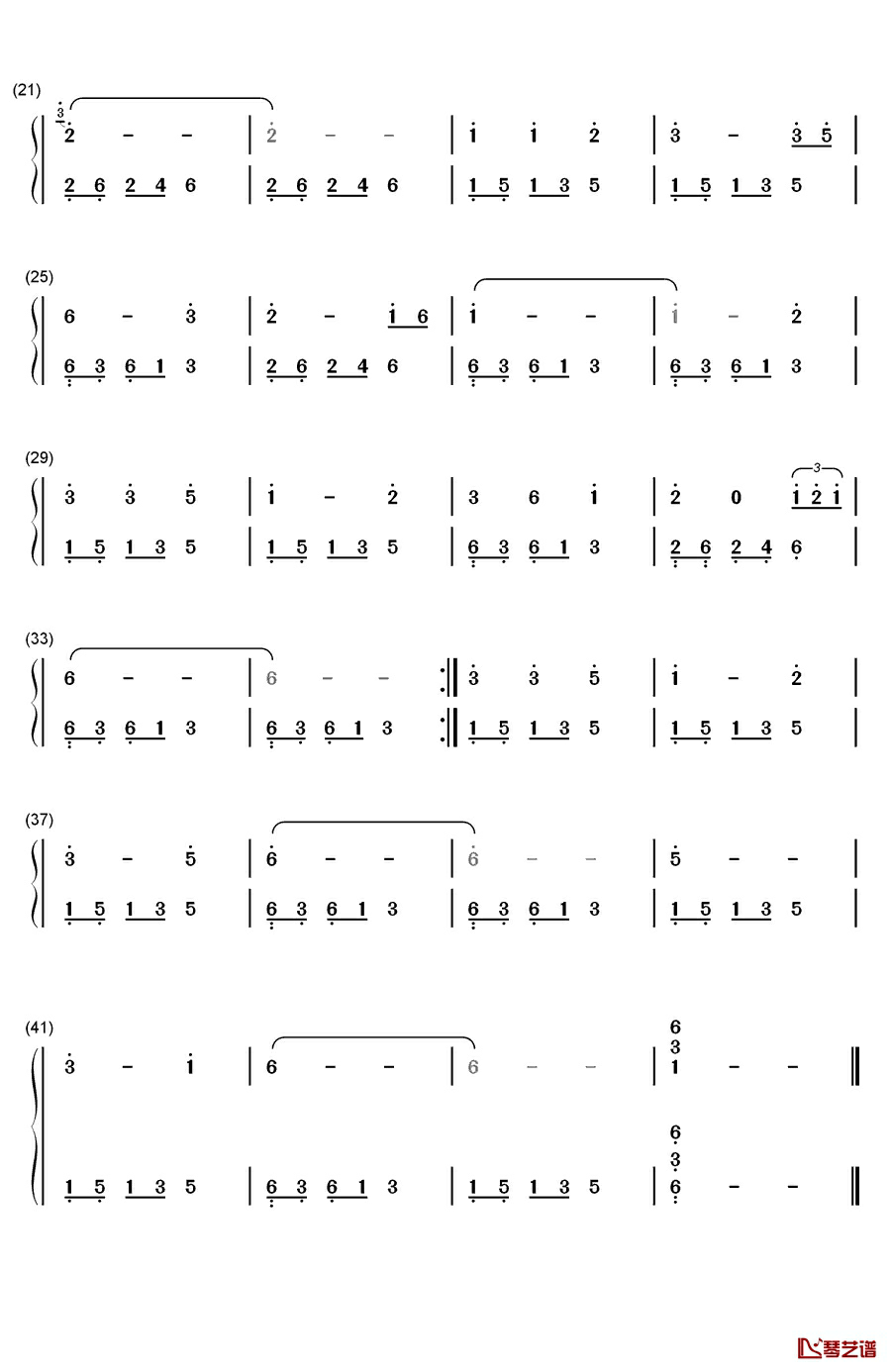情深谊长钢琴简谱-数字双手-韩红2
