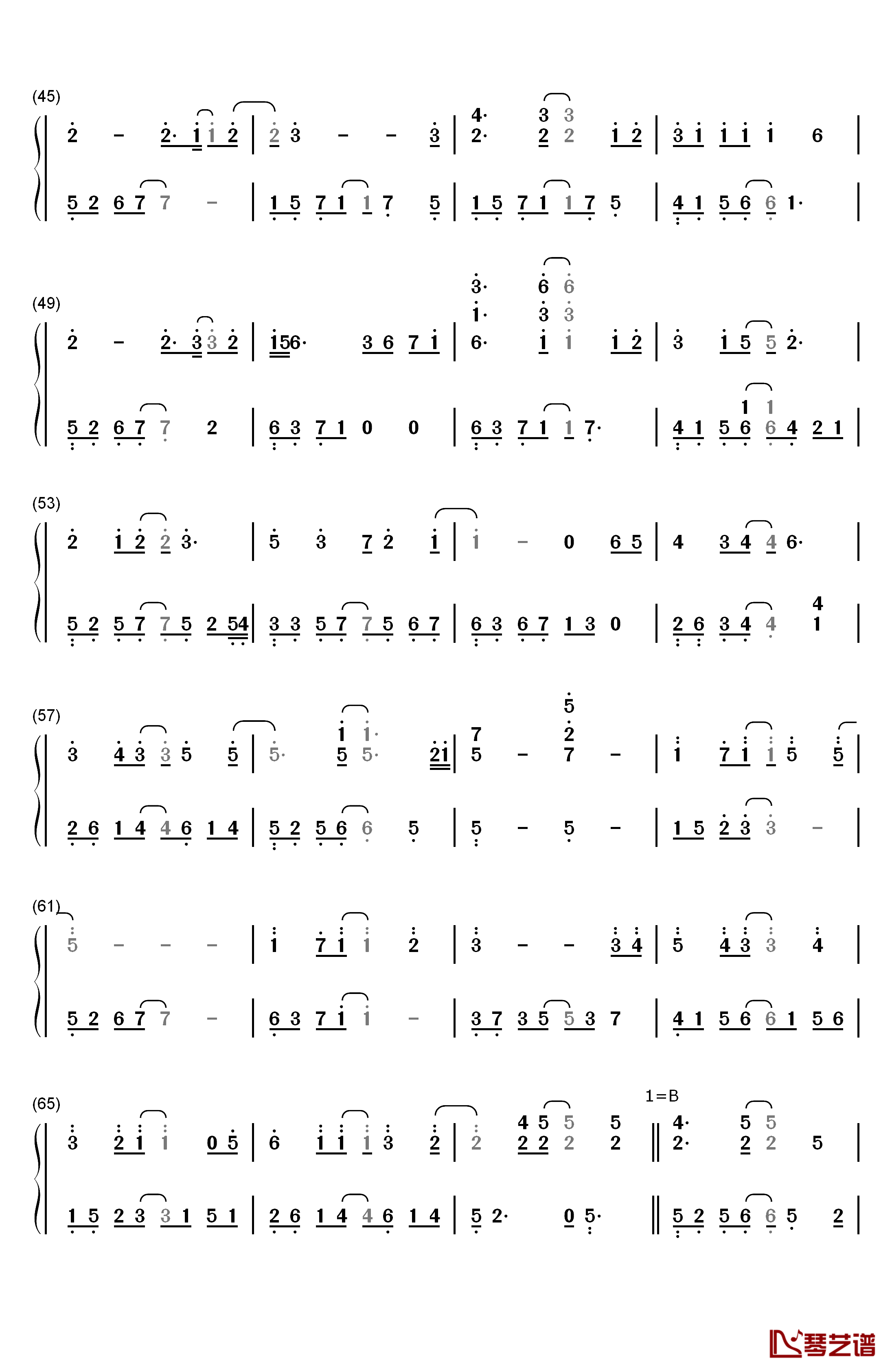 因为遇见你钢琴简谱-数字双手-王源3