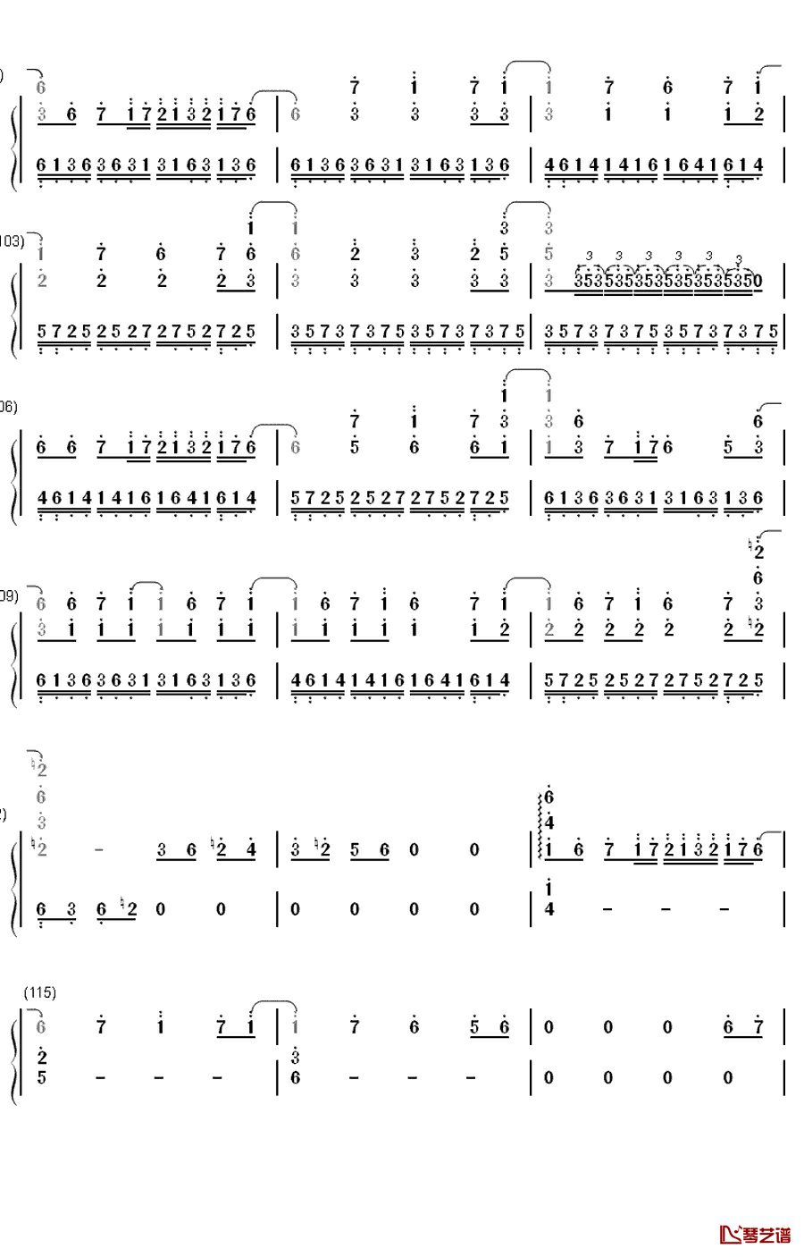 ネクロファンタジア钢琴简谱-数字双手-东方Project7