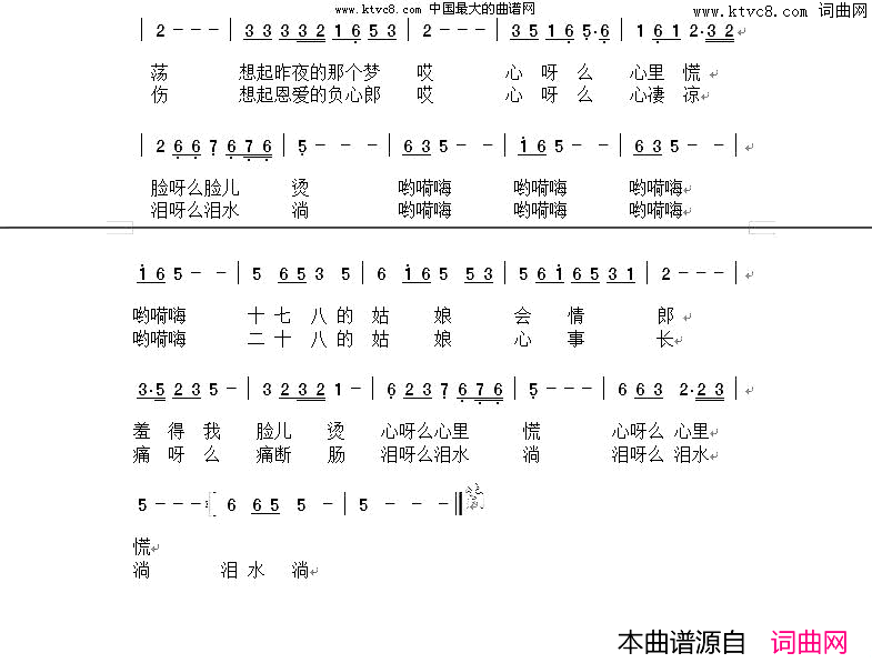 闺怨曲简谱-祖母绿演唱-仇荣祥/何焕洲词曲1