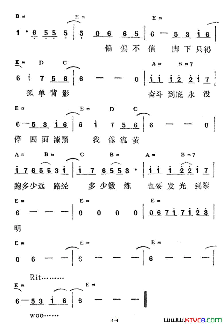 流浪的心佚名词曲、王杰演唱版简谱-王杰演唱1