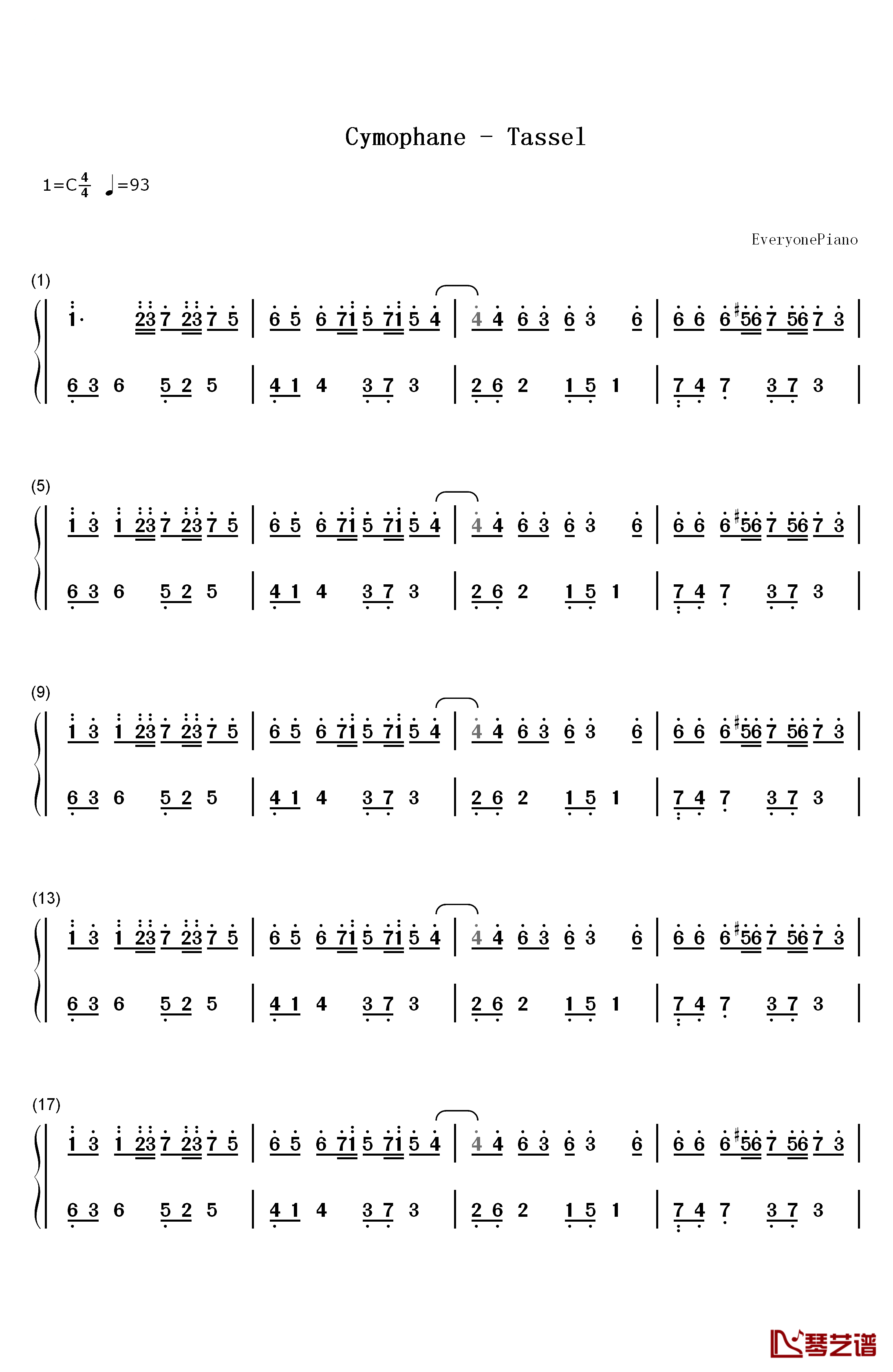 Tassel钢琴简谱-数字双手-Cymophane1