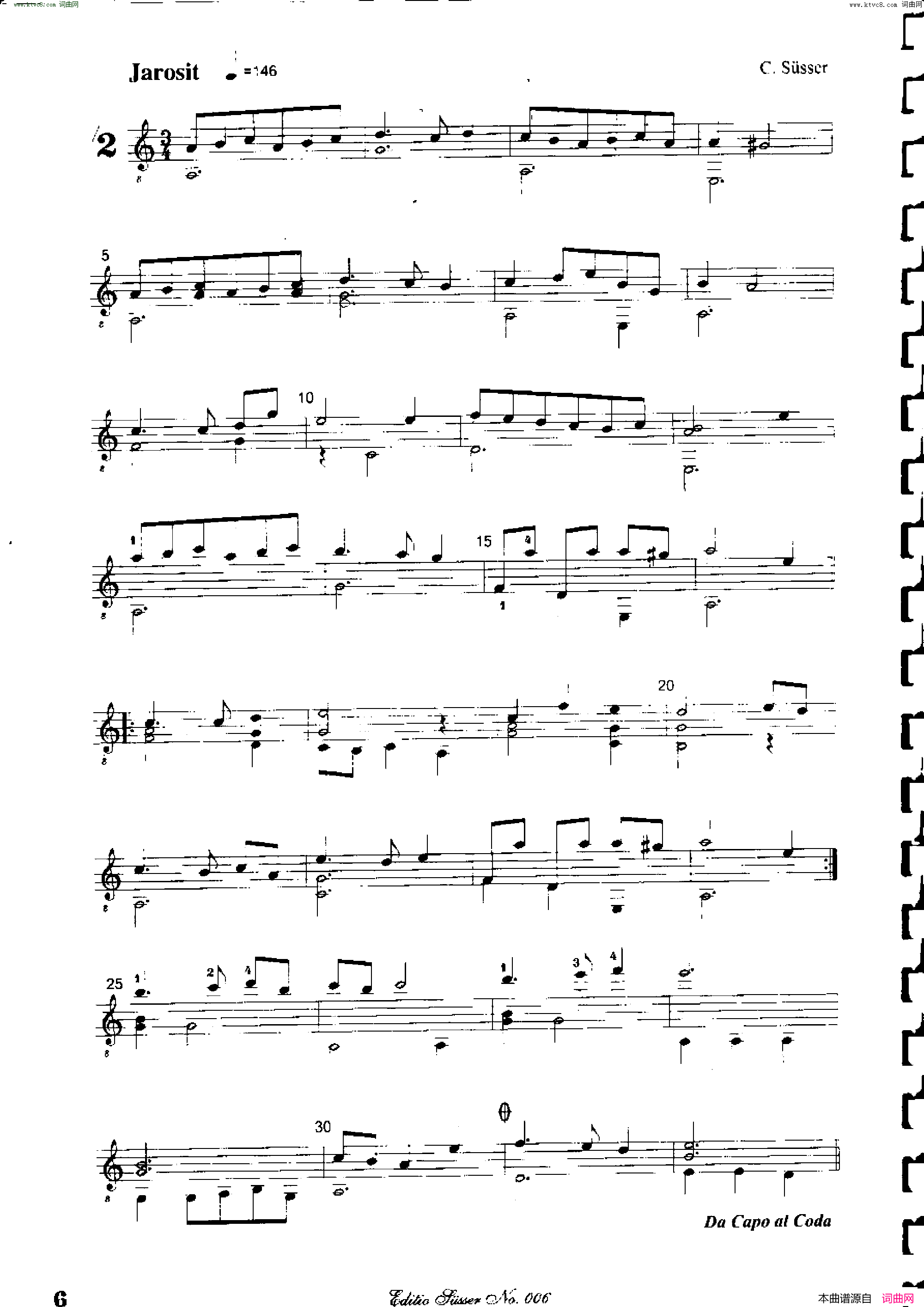 Classical guitar－Susser Ctibor_No 6, Fantazie ze sveta mineralu简谱1