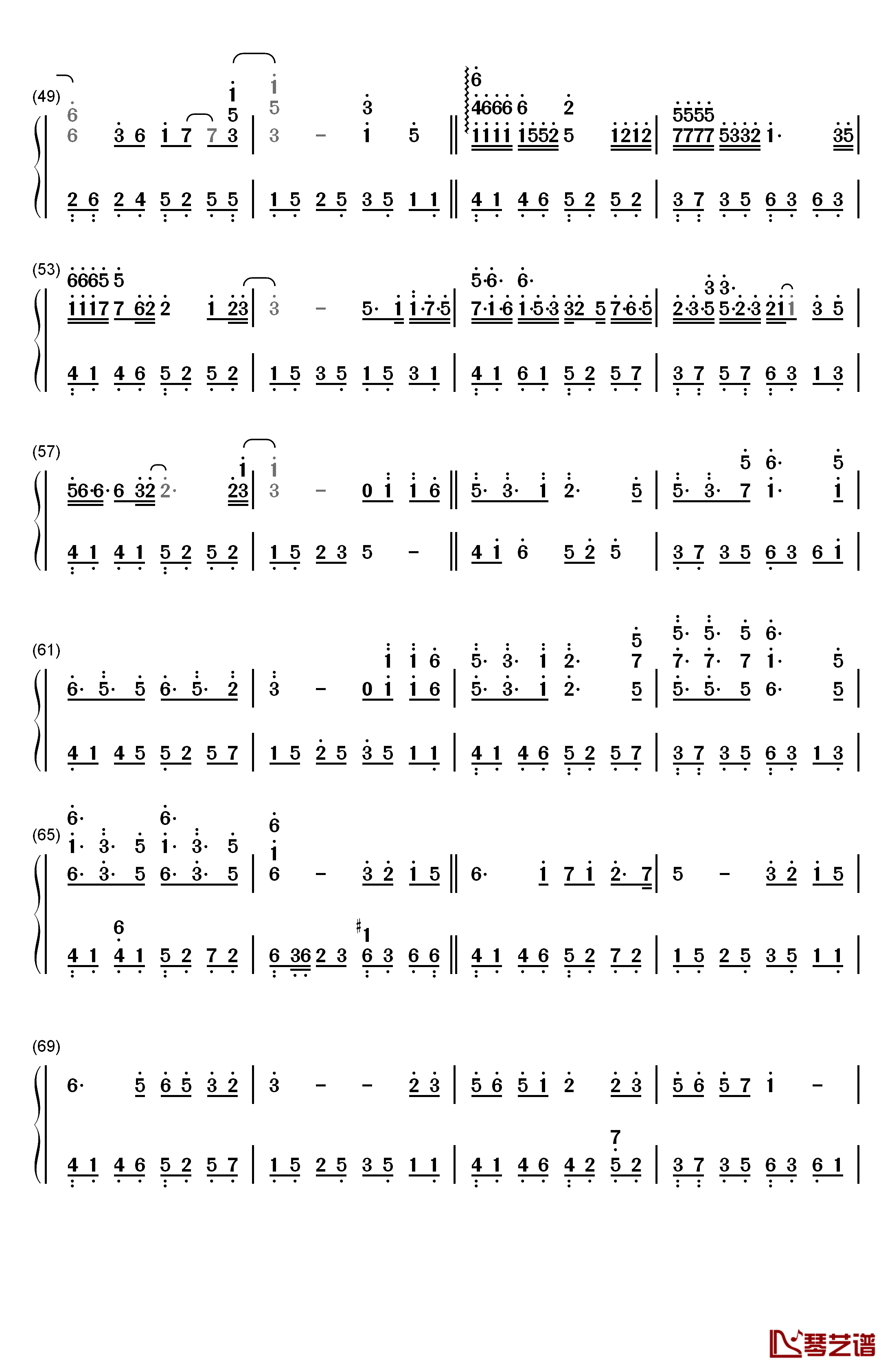 抖音神曲串烧钢琴简谱-数字双手-抖音3