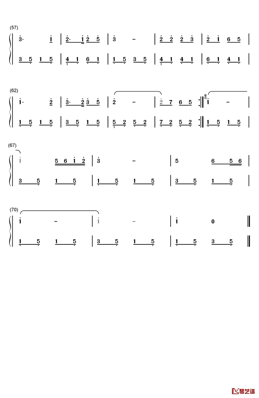 甜蜜蜜钢琴简谱-数字双手-邓丽君3