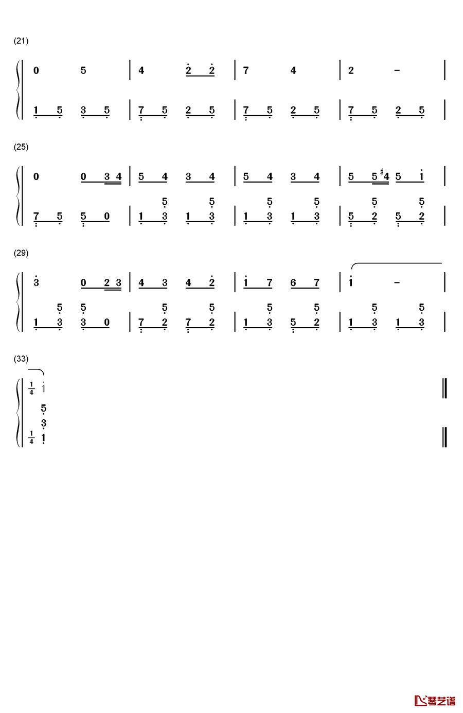 蓝精灵之歌钢琴简谱-数字双手-郑秋枫2