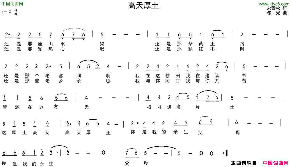 高天厚土宋青松词陈光曲高天厚土宋青松词 陈光曲简谱1