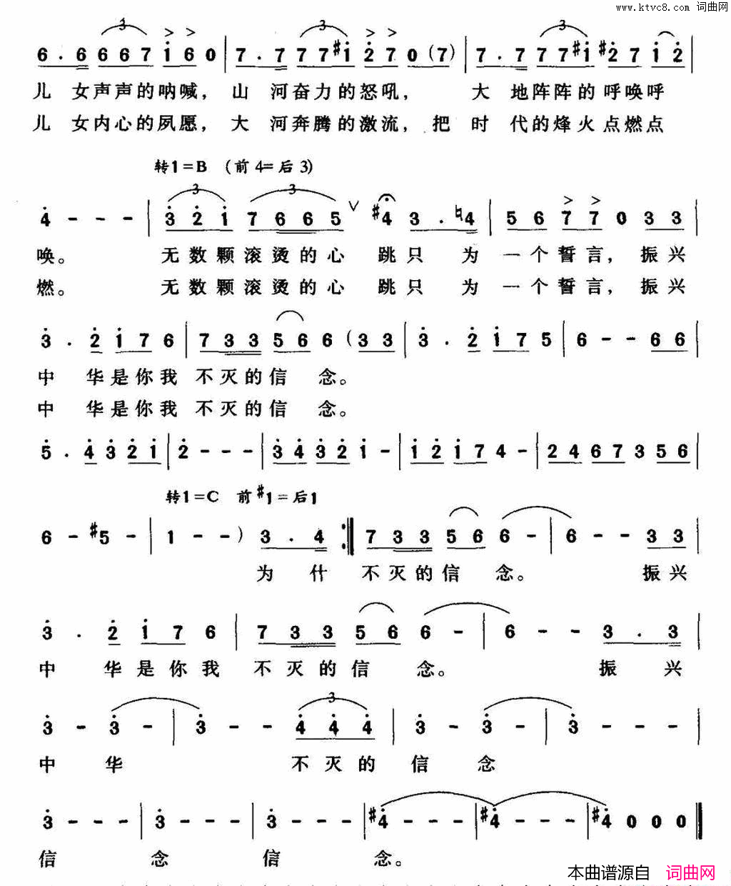 不灭的信念简谱-张宽演唱-王大民、李文强/李文强词曲1