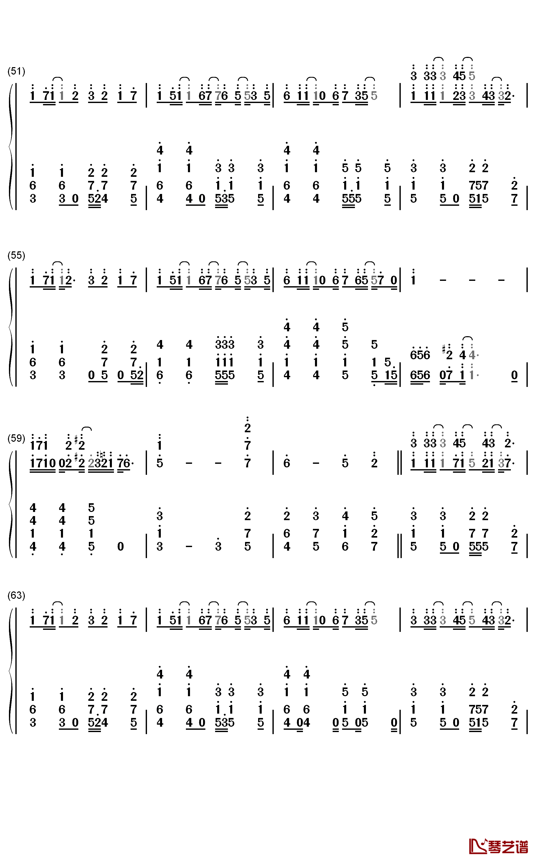 倔强钢琴简谱-数字双手-五月天4