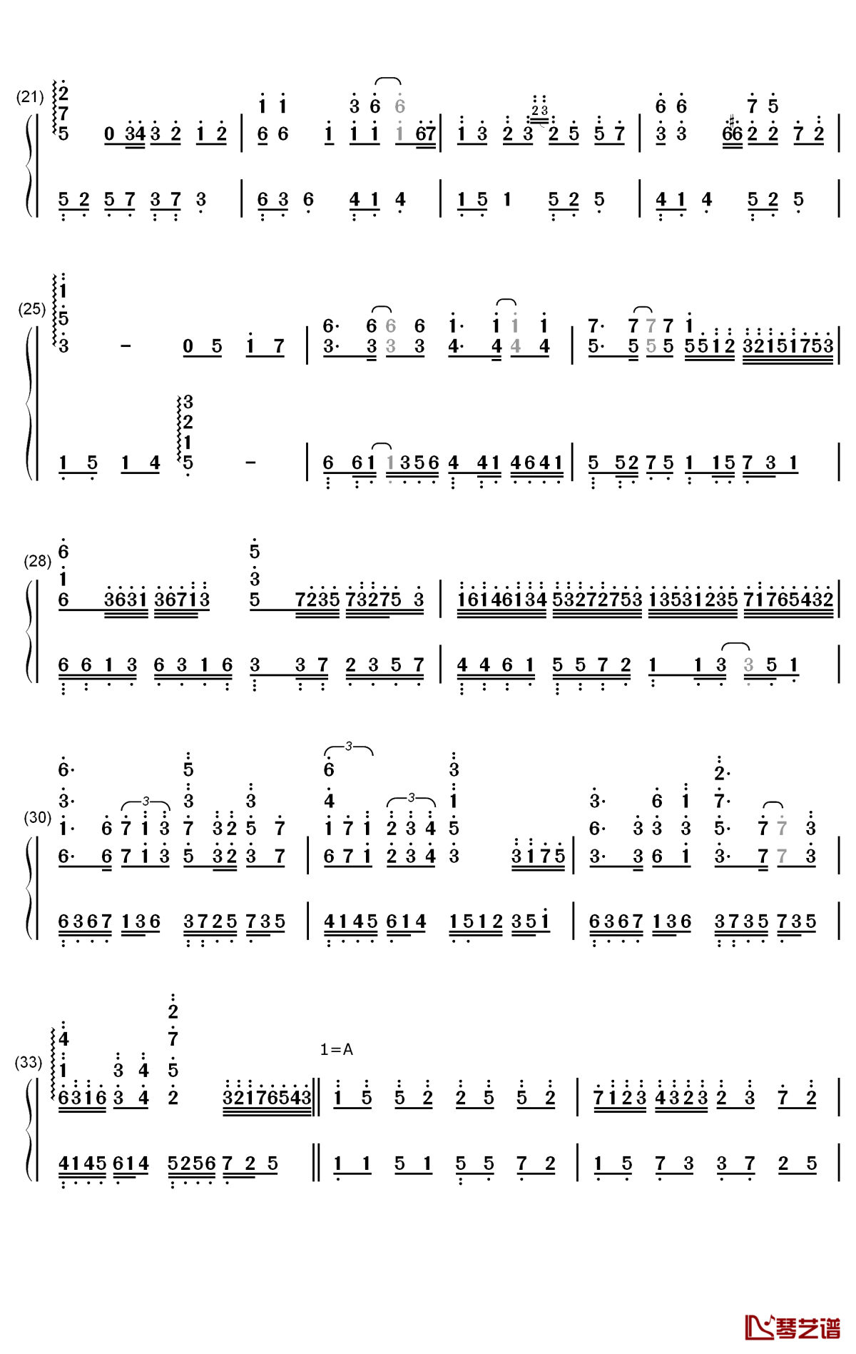 没有头绪钢琴简谱-数字双手-初学者2
