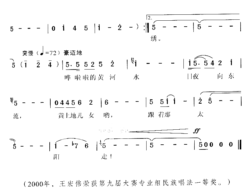 西部放歌简谱-王宏伟演唱1