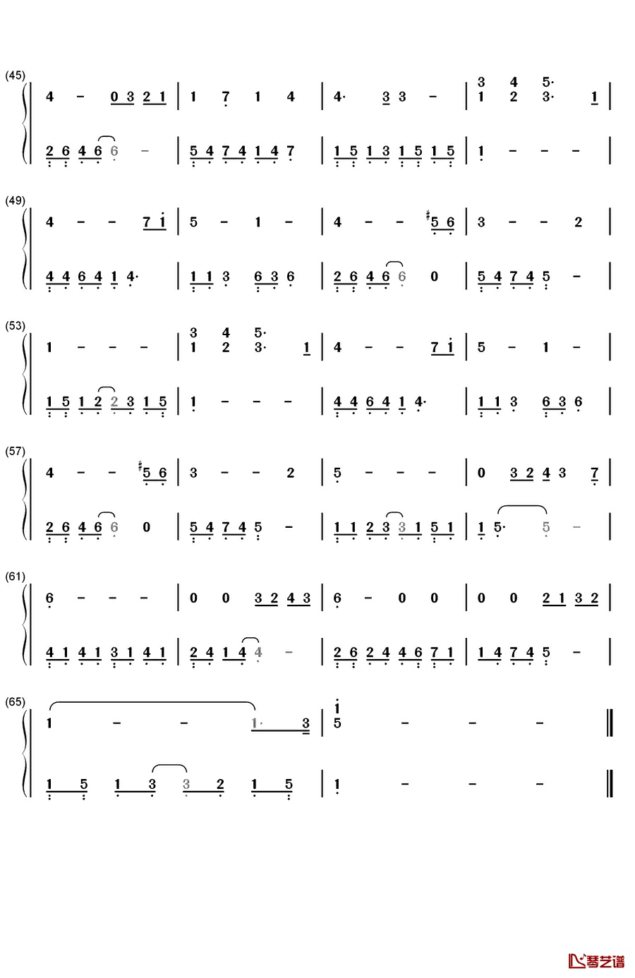 爱的讴歌钢琴简谱-数字双手-石英銀 柳原3