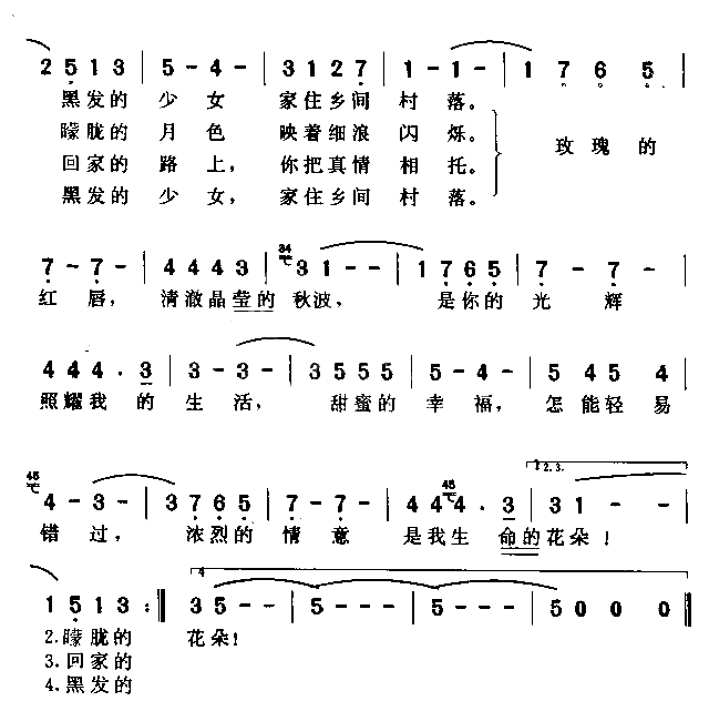 玫瑰的红唇简谱1