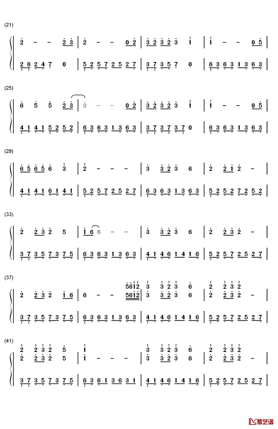 落花钢琴简谱-数字双手-林心如2