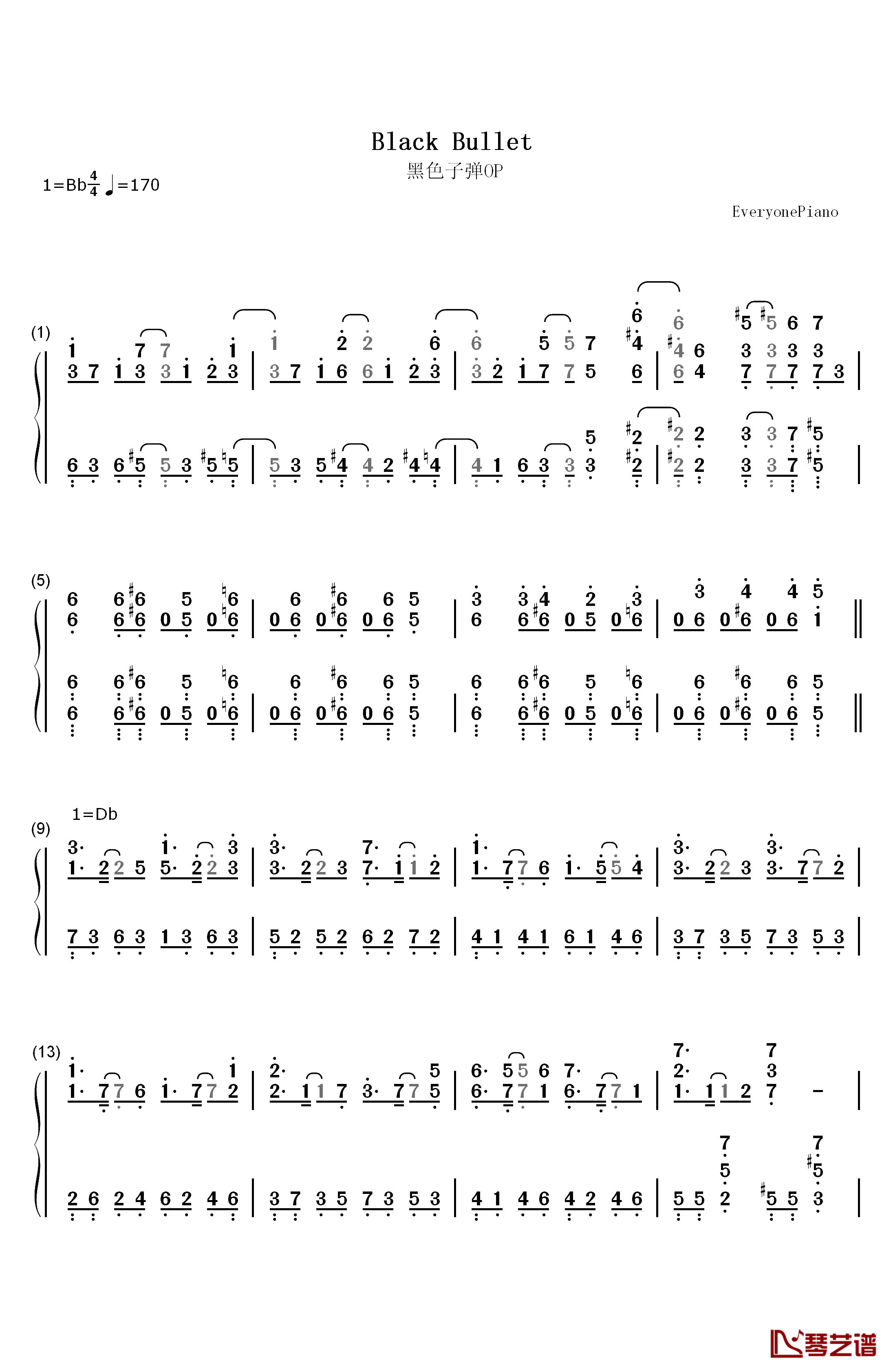 Black Bullet钢琴简谱-数字双手-fripSide1