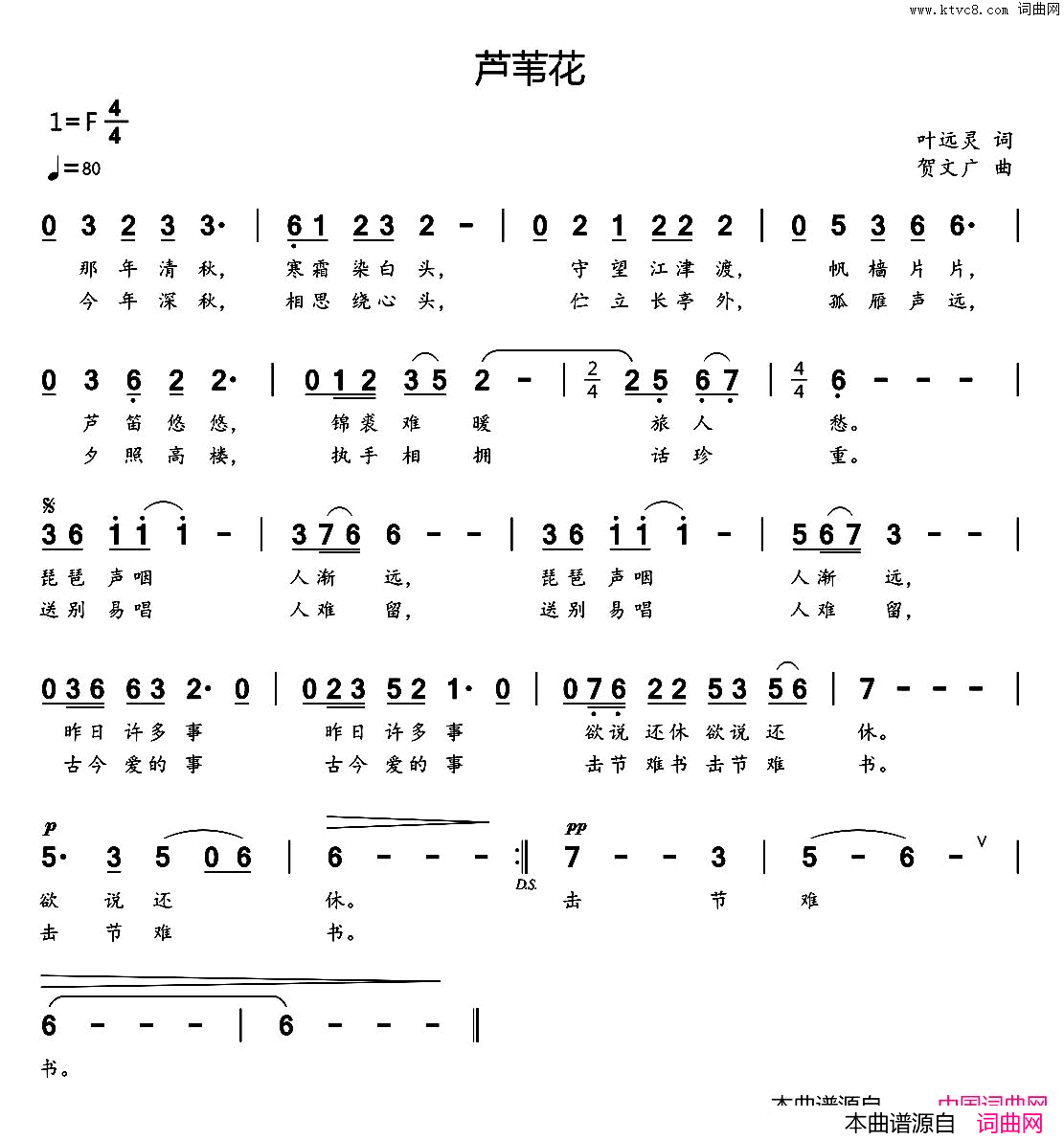 芦苇花简谱1