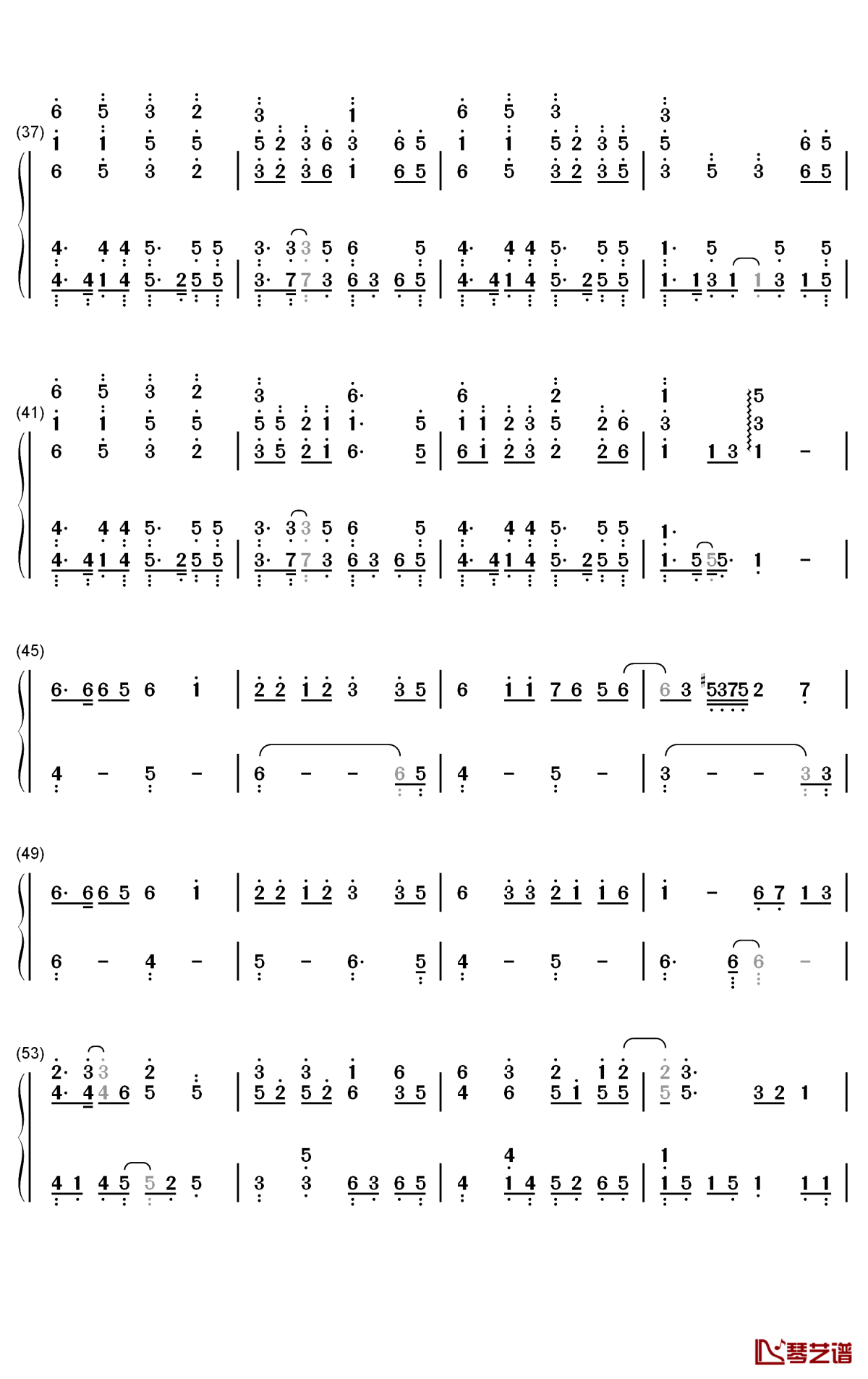 关山酒钢琴简谱-数字双手-等什么君3