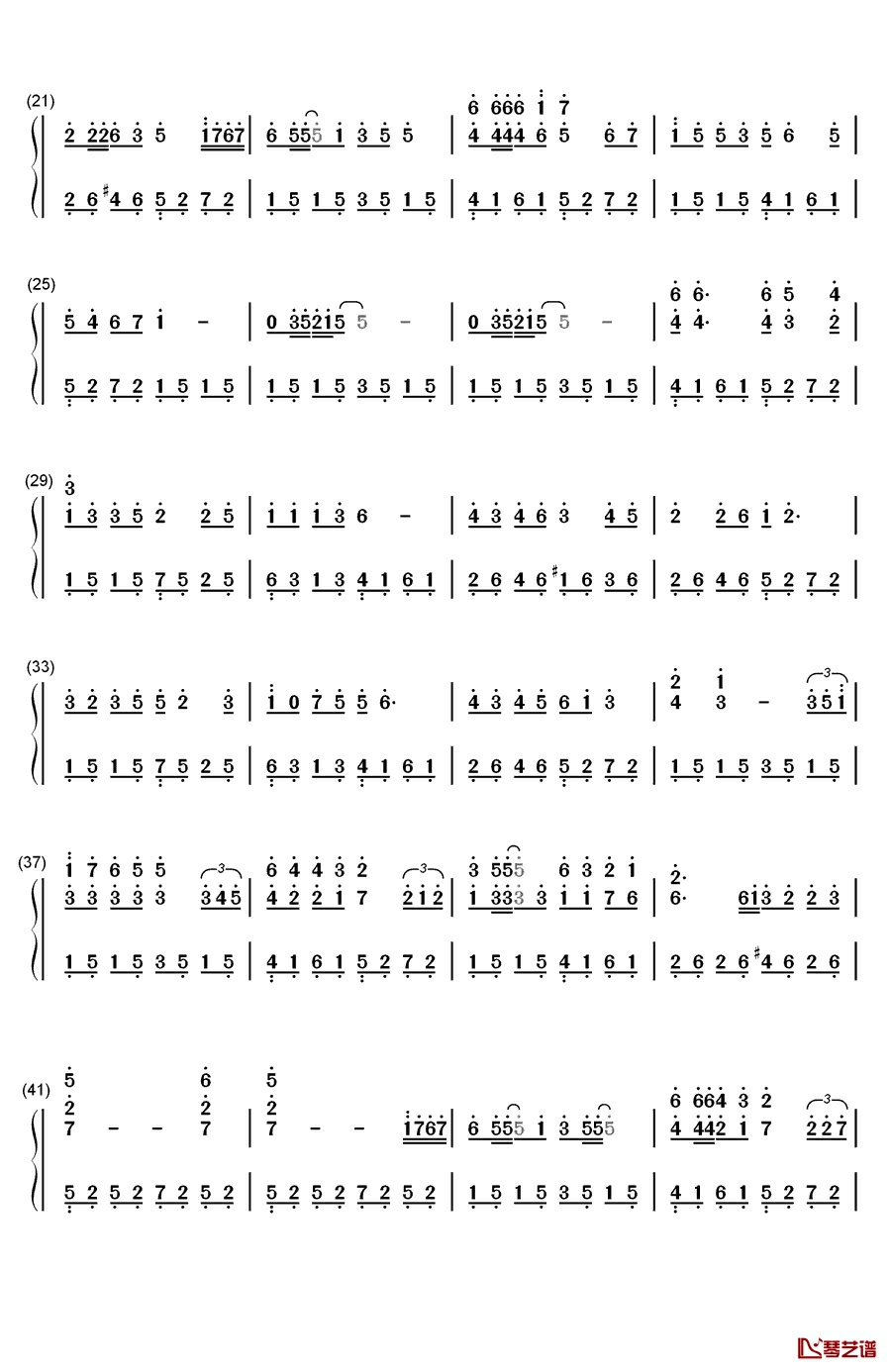 莫斯科没有眼泪钢琴简谱-数字双手-TWINS2