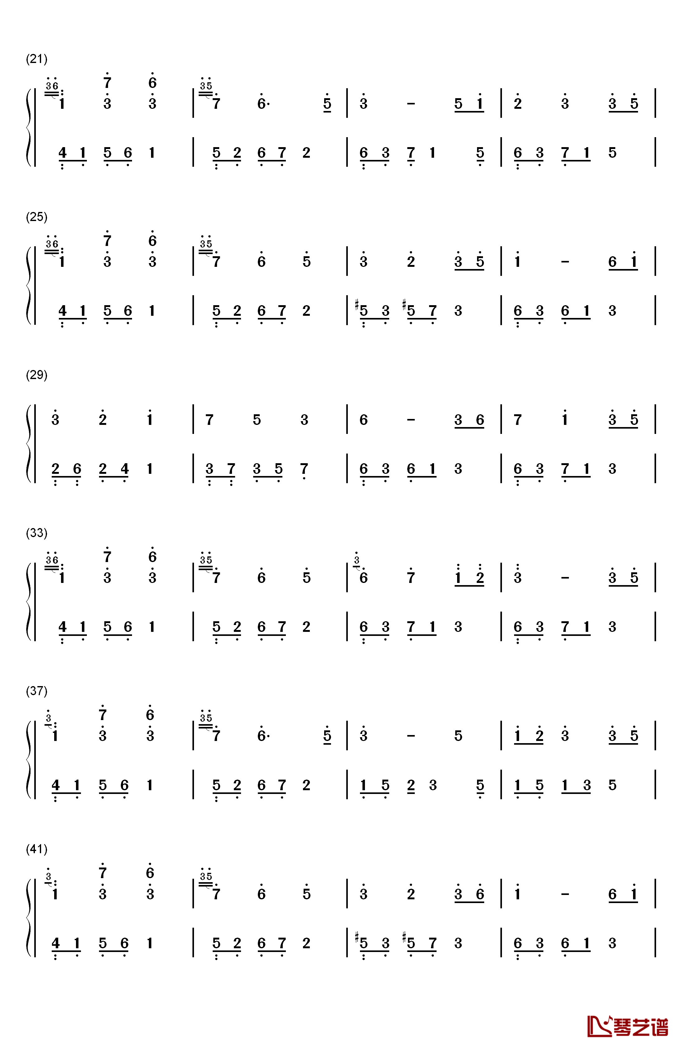 夜的钢琴曲 17钢琴简谱-数字双手-石进2