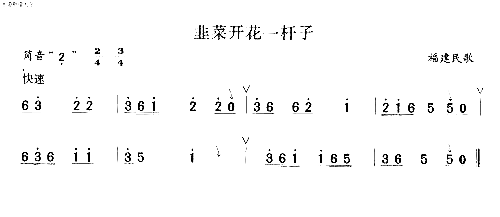 韭菜开花一竿子简谱1