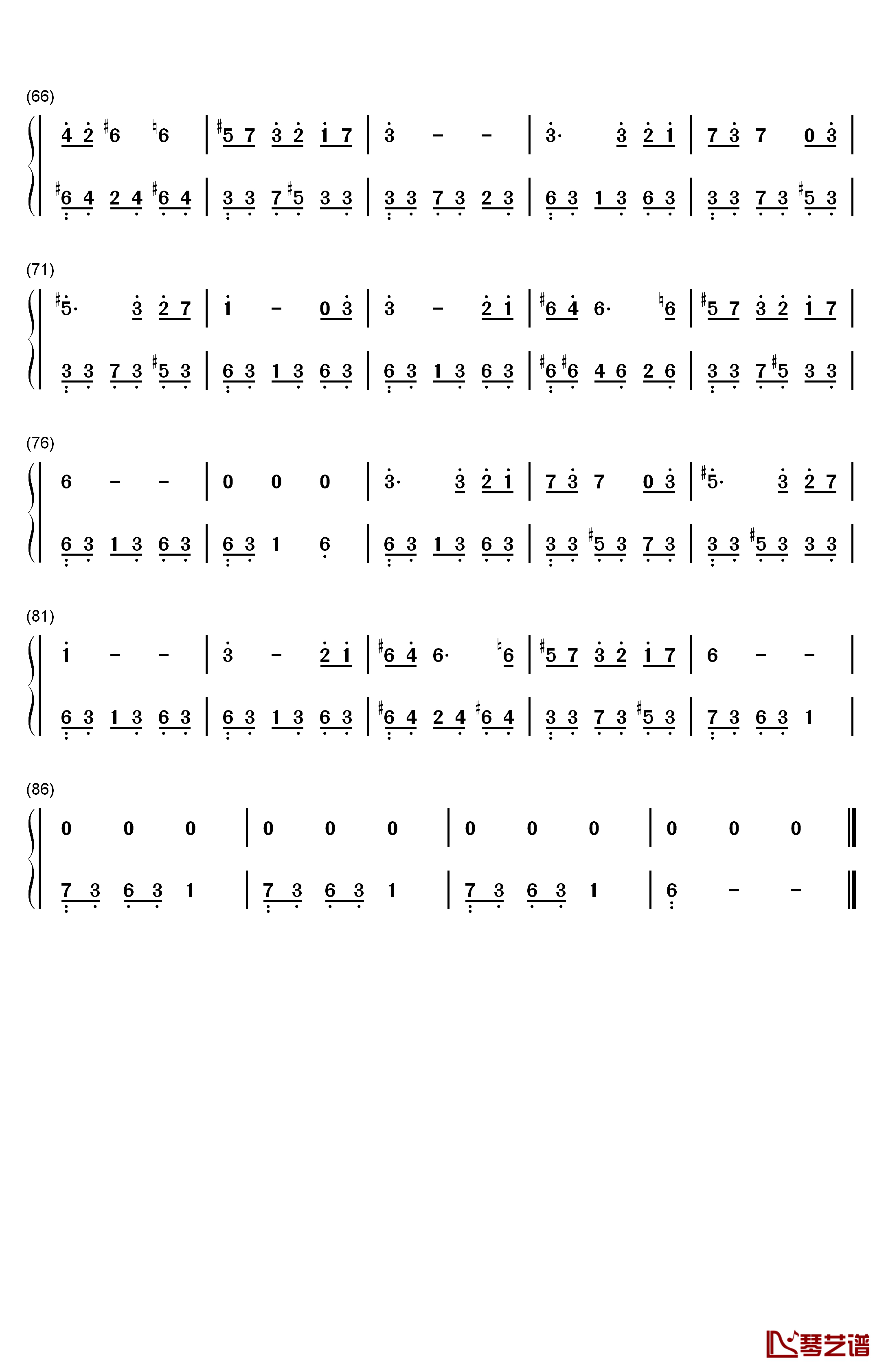 Sparks钢琴简谱-数字双手-未知3