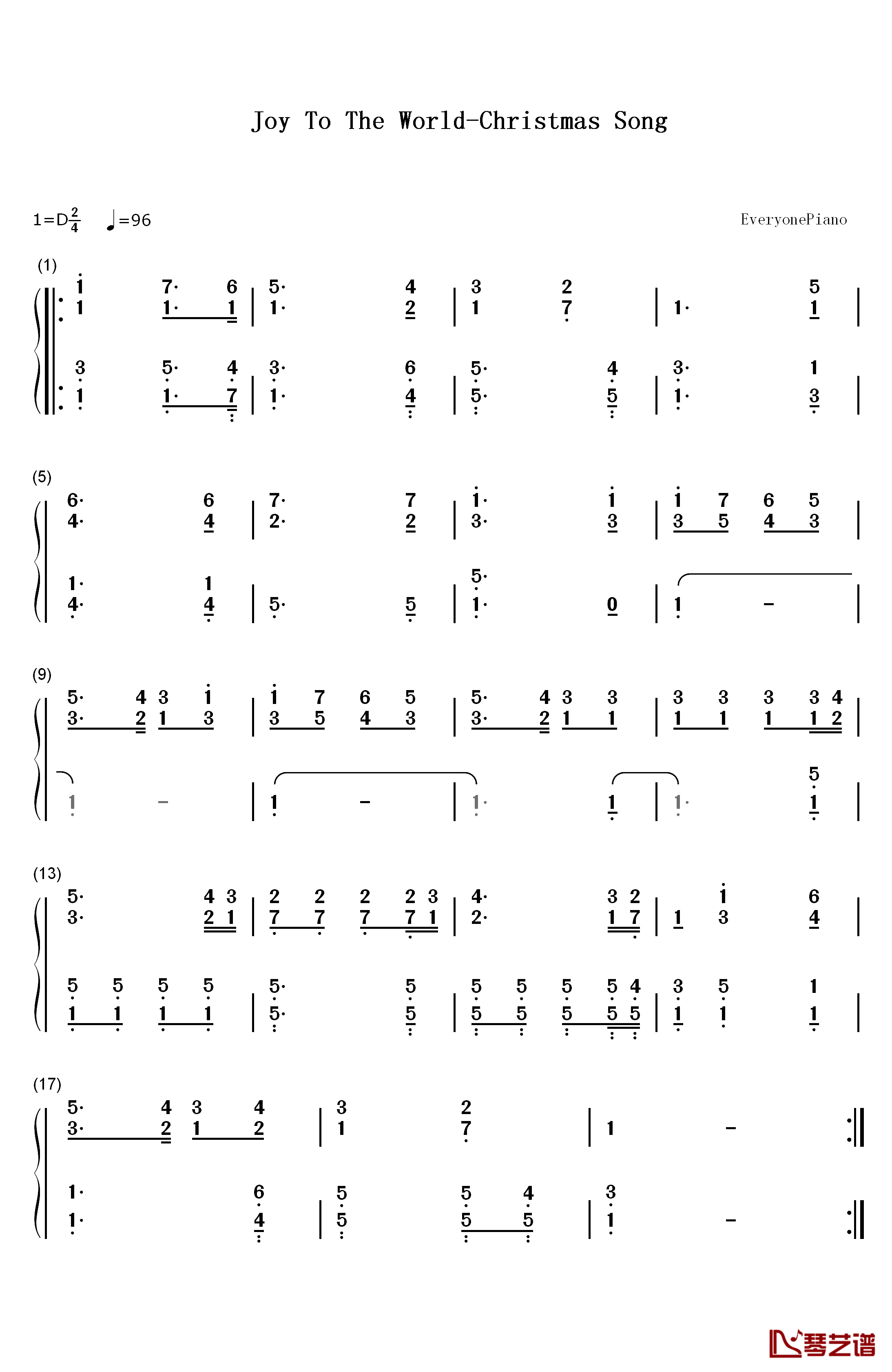普世欢腾钢琴简谱-数字双手-Faith Hill1
