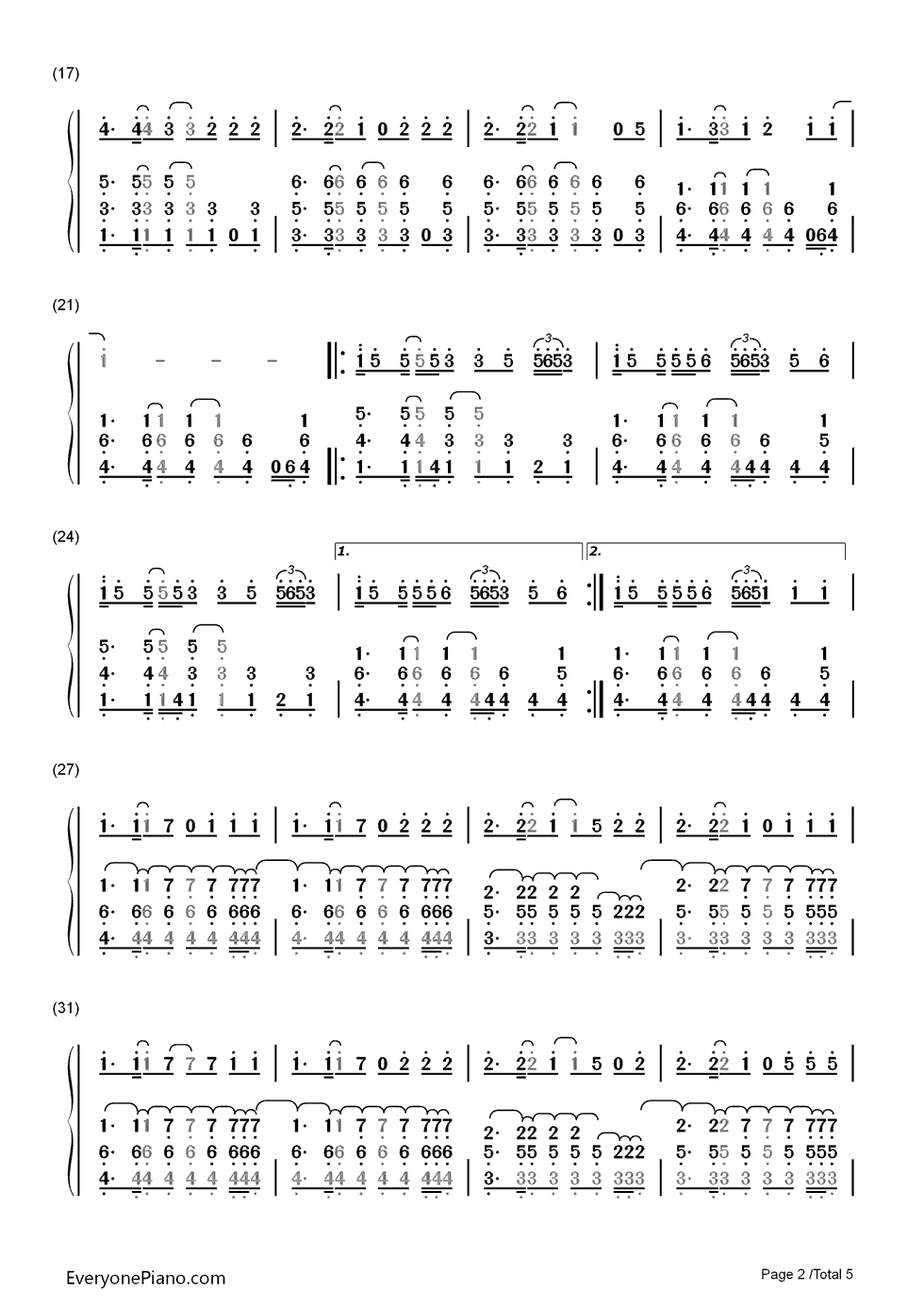 Every Teardrop Is a Waterfall钢琴简谱-数字双手-Coldplay2
