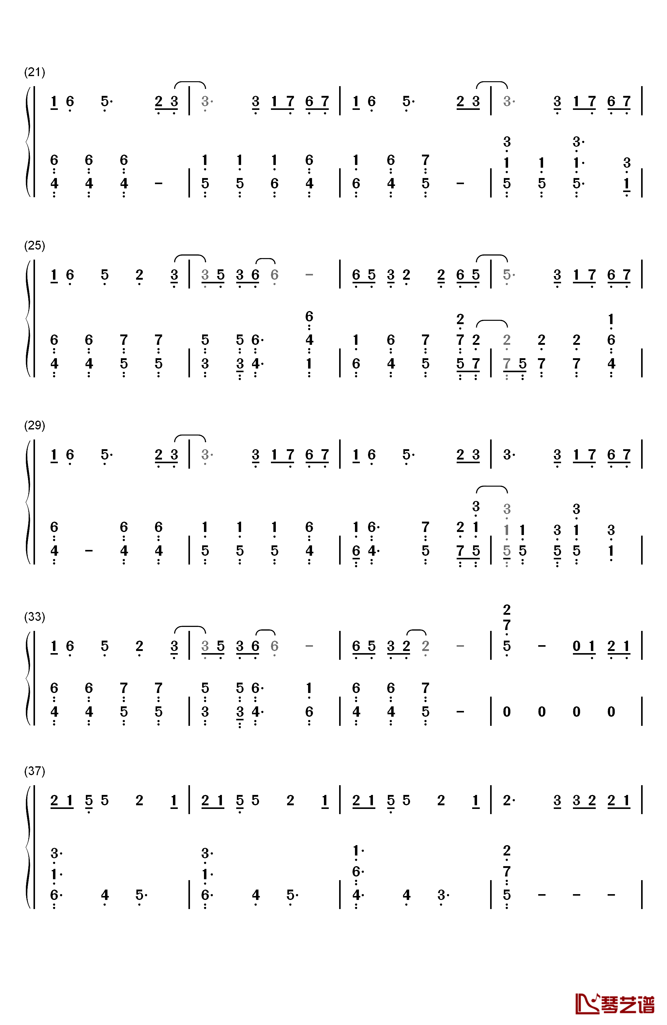 做我自己钢琴简谱-数字双手-王源2