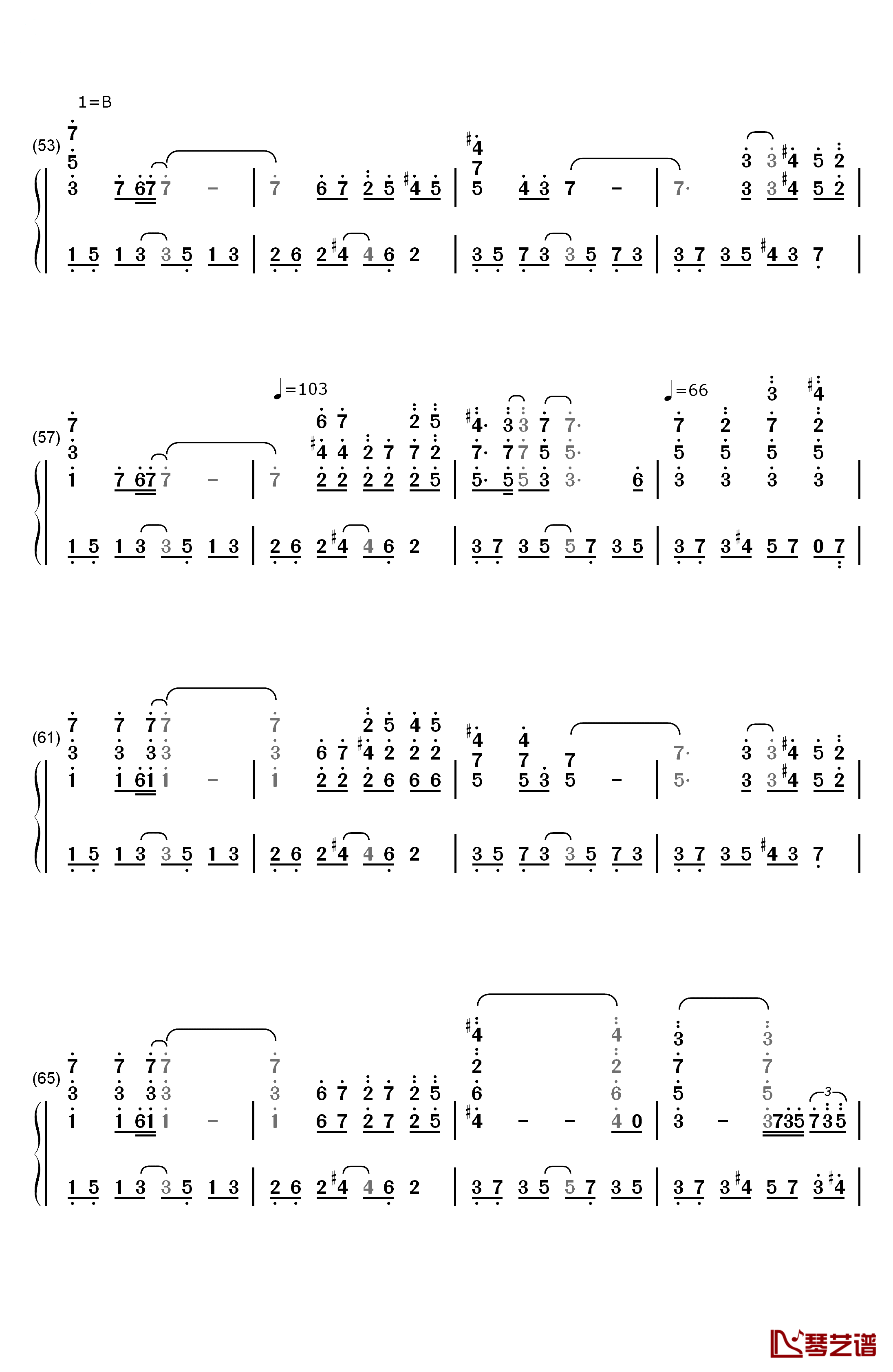 羽根钢琴简谱-数字双手-折户伸治4