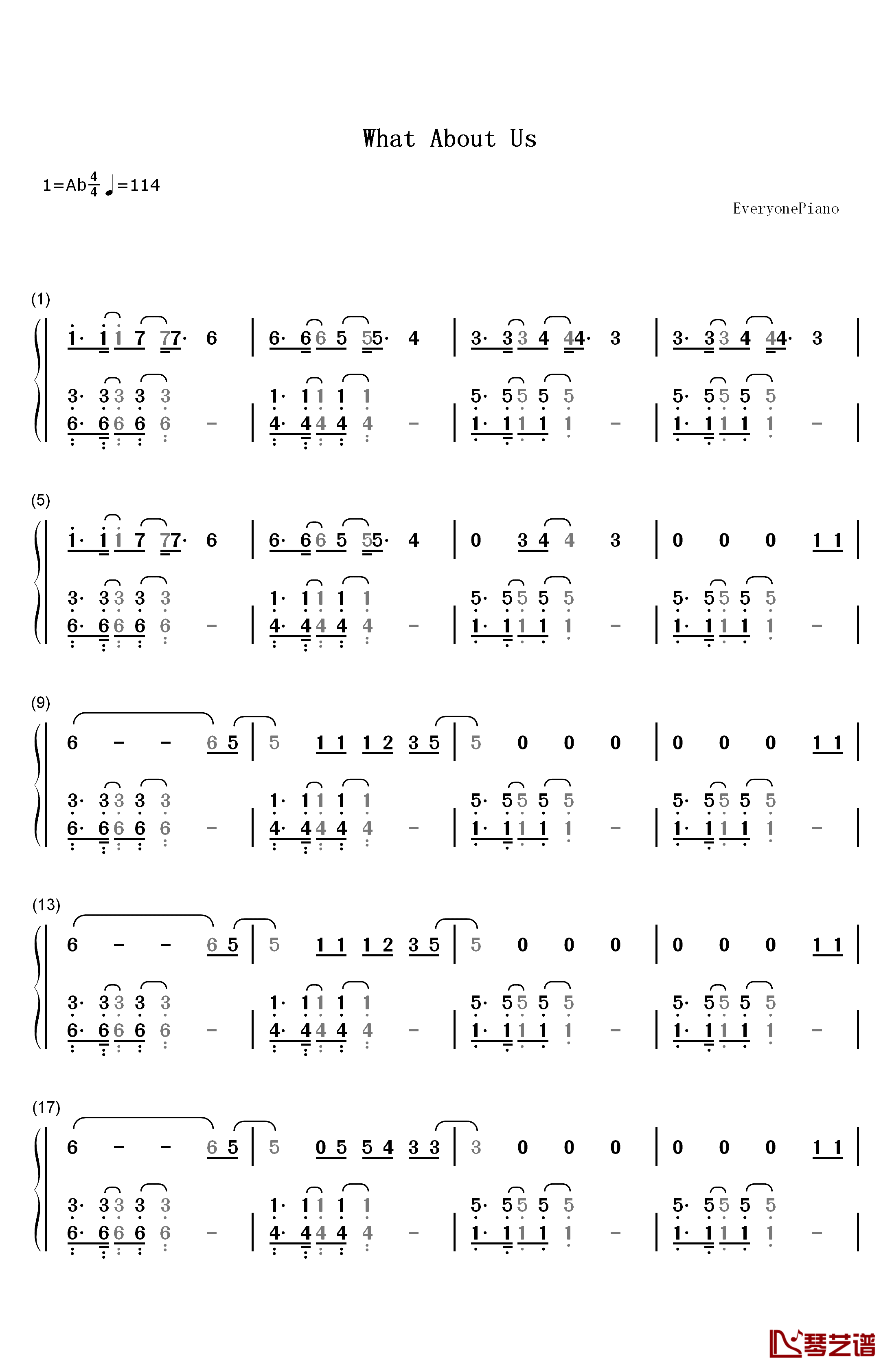 What About Us钢琴简谱-数字双手-P!nk1