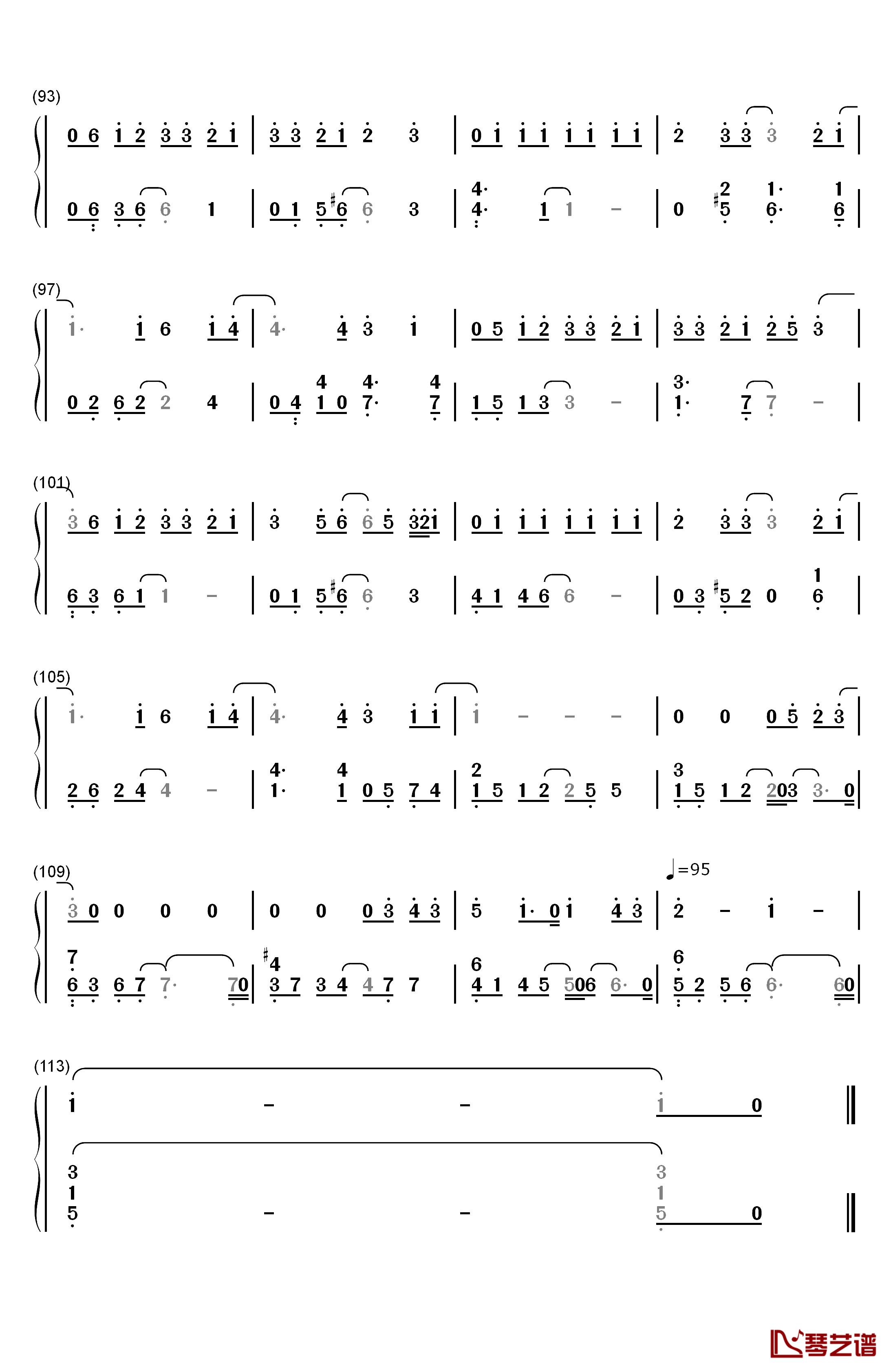 每天爱你多一些钢琴简谱-数字双手-张学友5