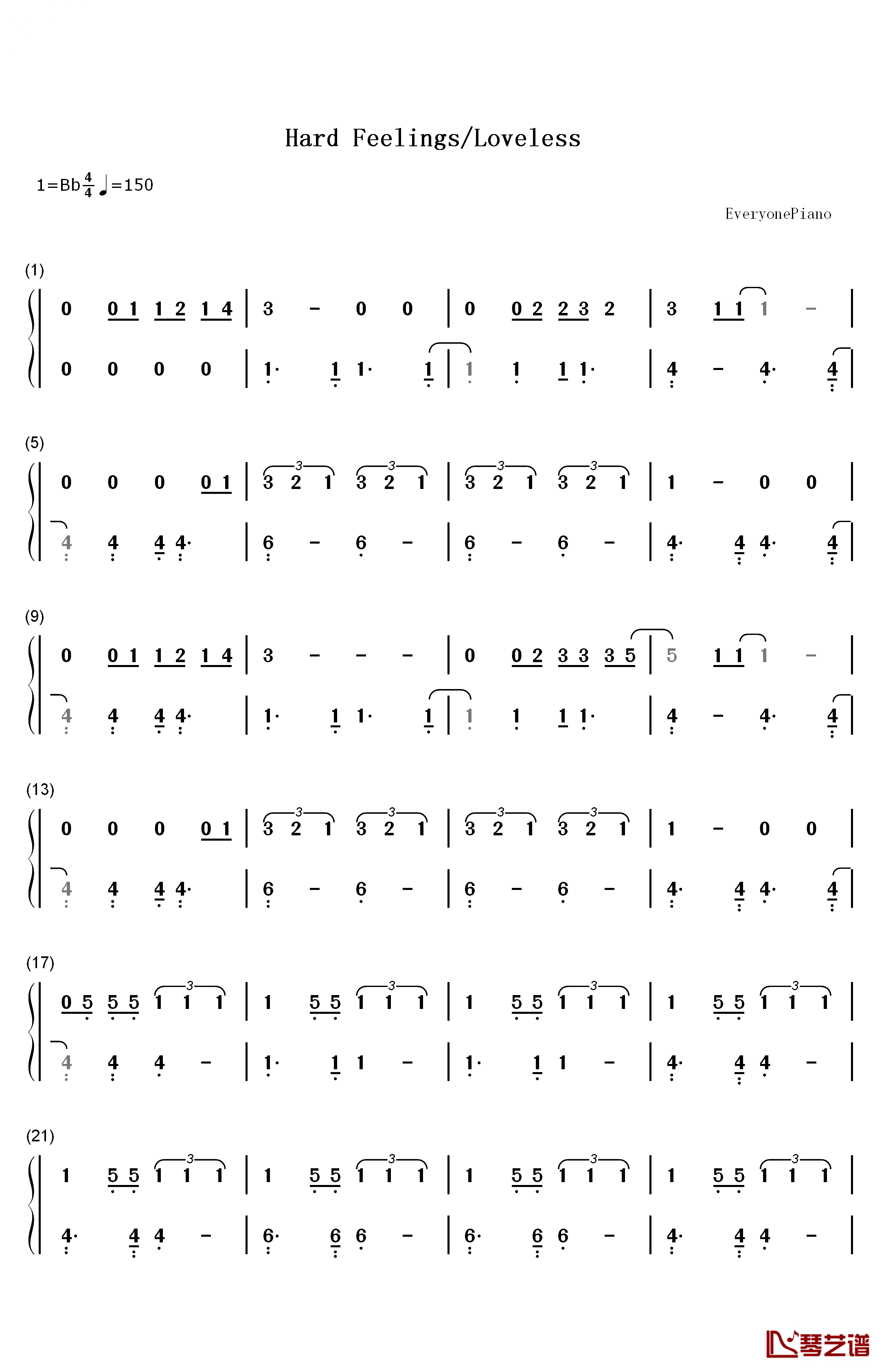 Hard Feelings Loveless钢琴简谱-数字双手-Lorde1