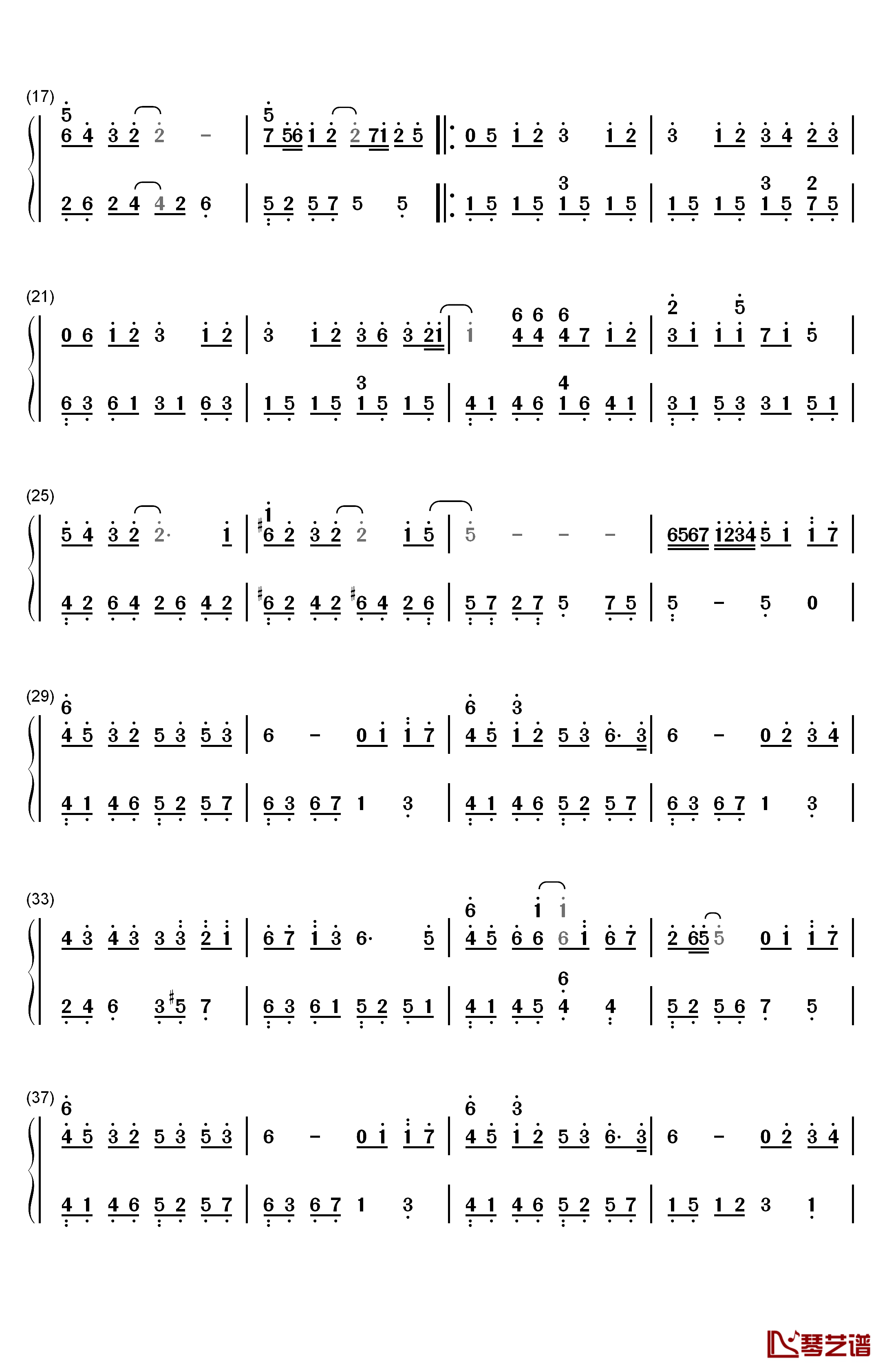 612星球钢琴简谱-数字双手-S.H.E2