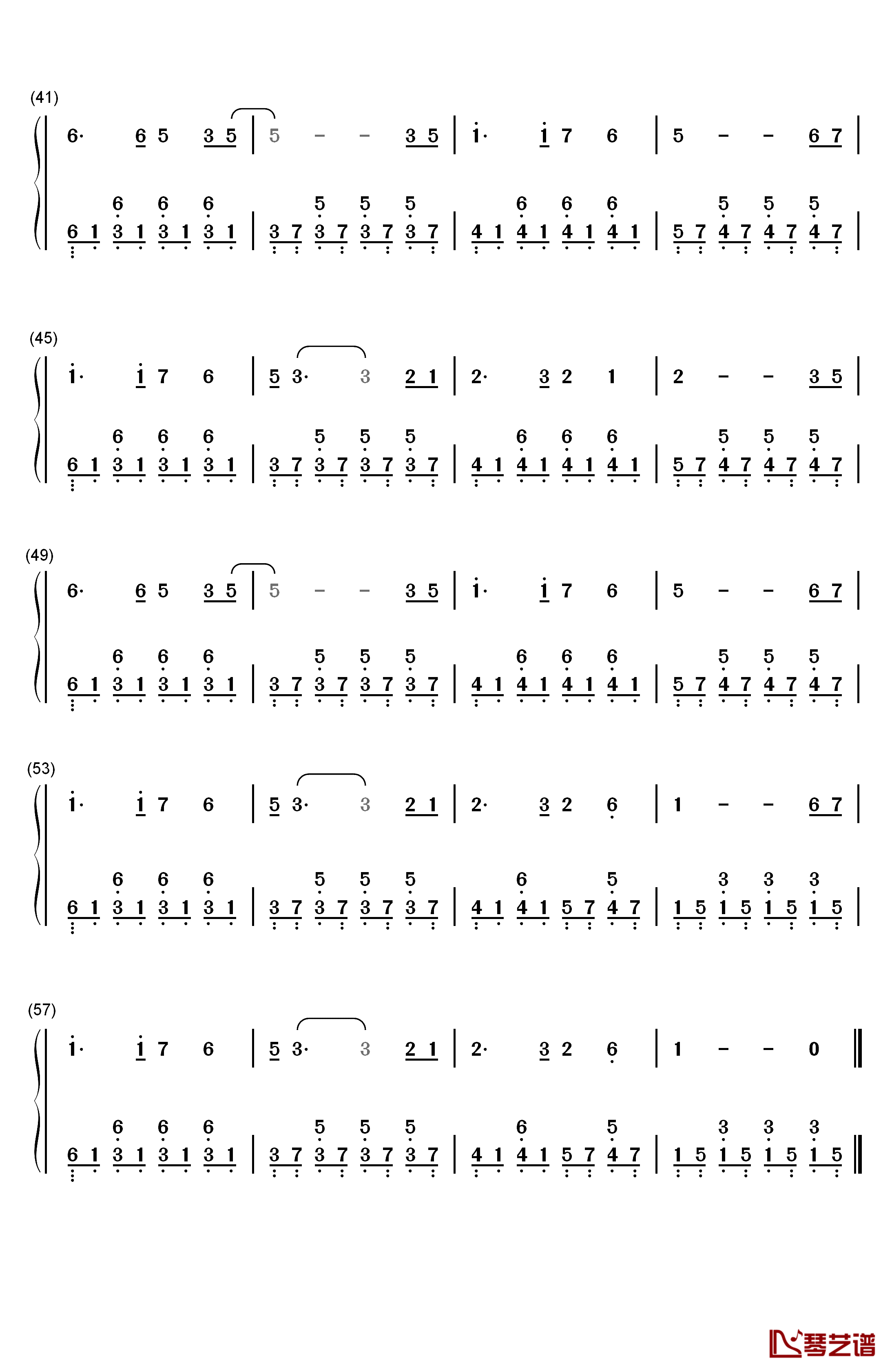 牵手钢琴简谱-数字双手-苏芮3