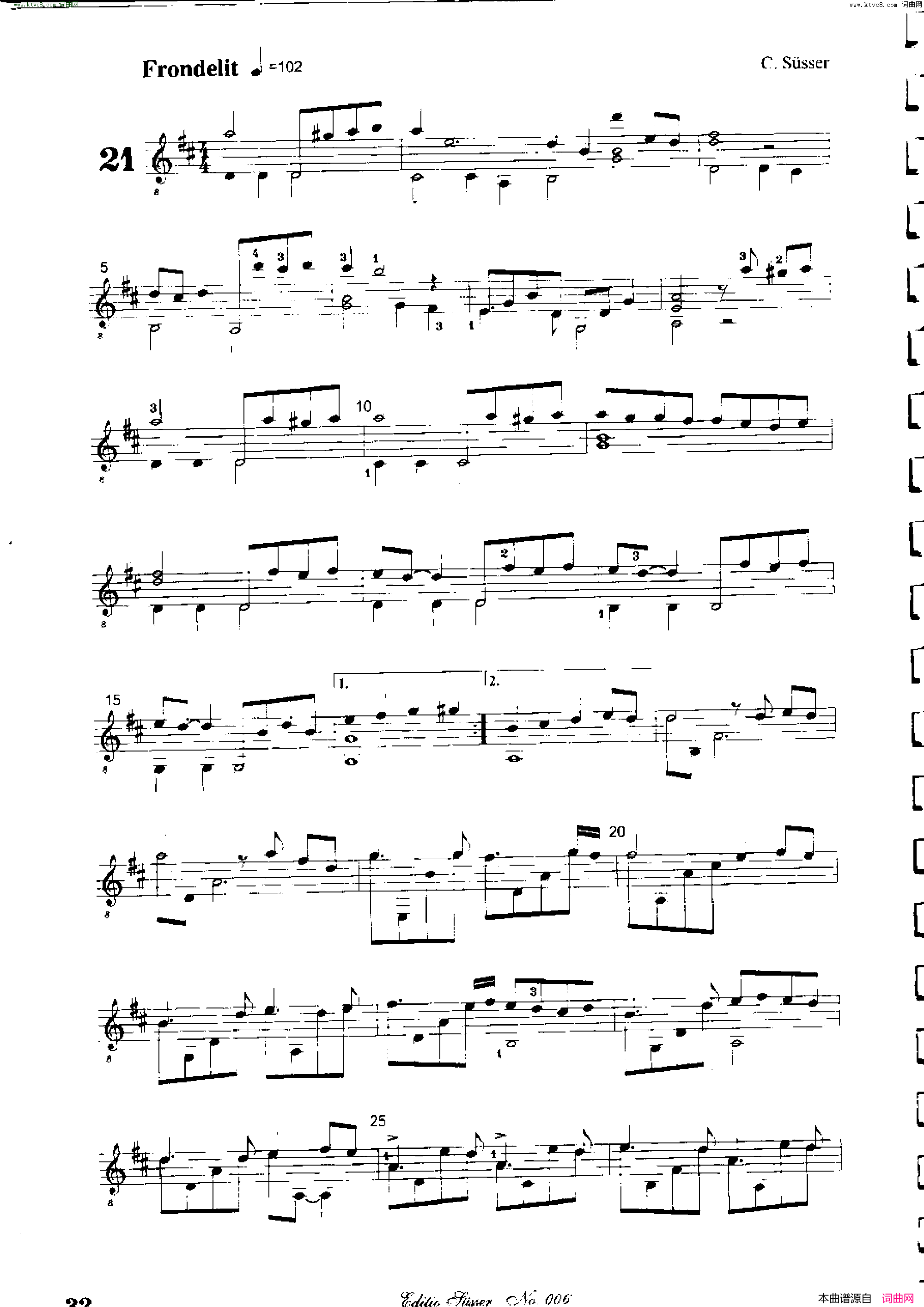 Classical guitar－Susser Ctibor_No 6, Fantazie ze sveta mineralu简谱1