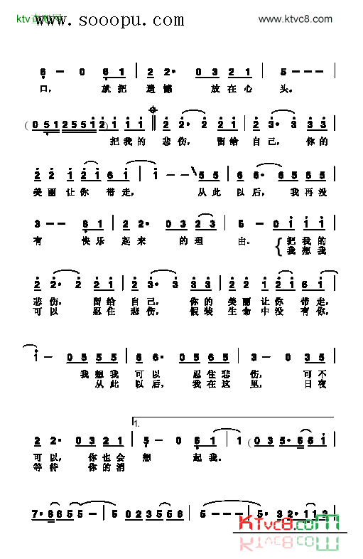把悲伤留给自己歌曲类简谱简谱-陈升演唱1