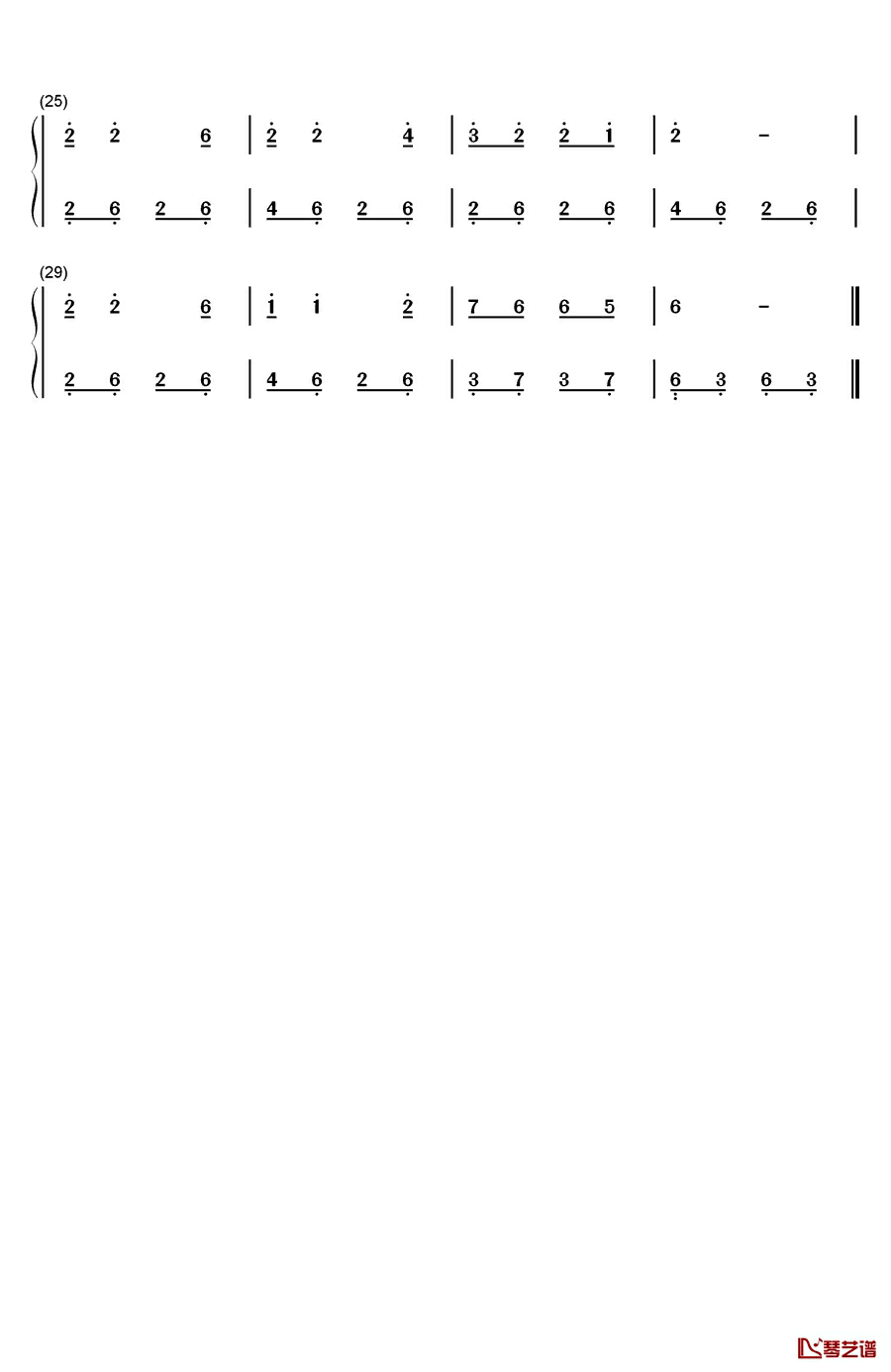 小草钢琴简谱-数字双手-小蓓蕾组合2