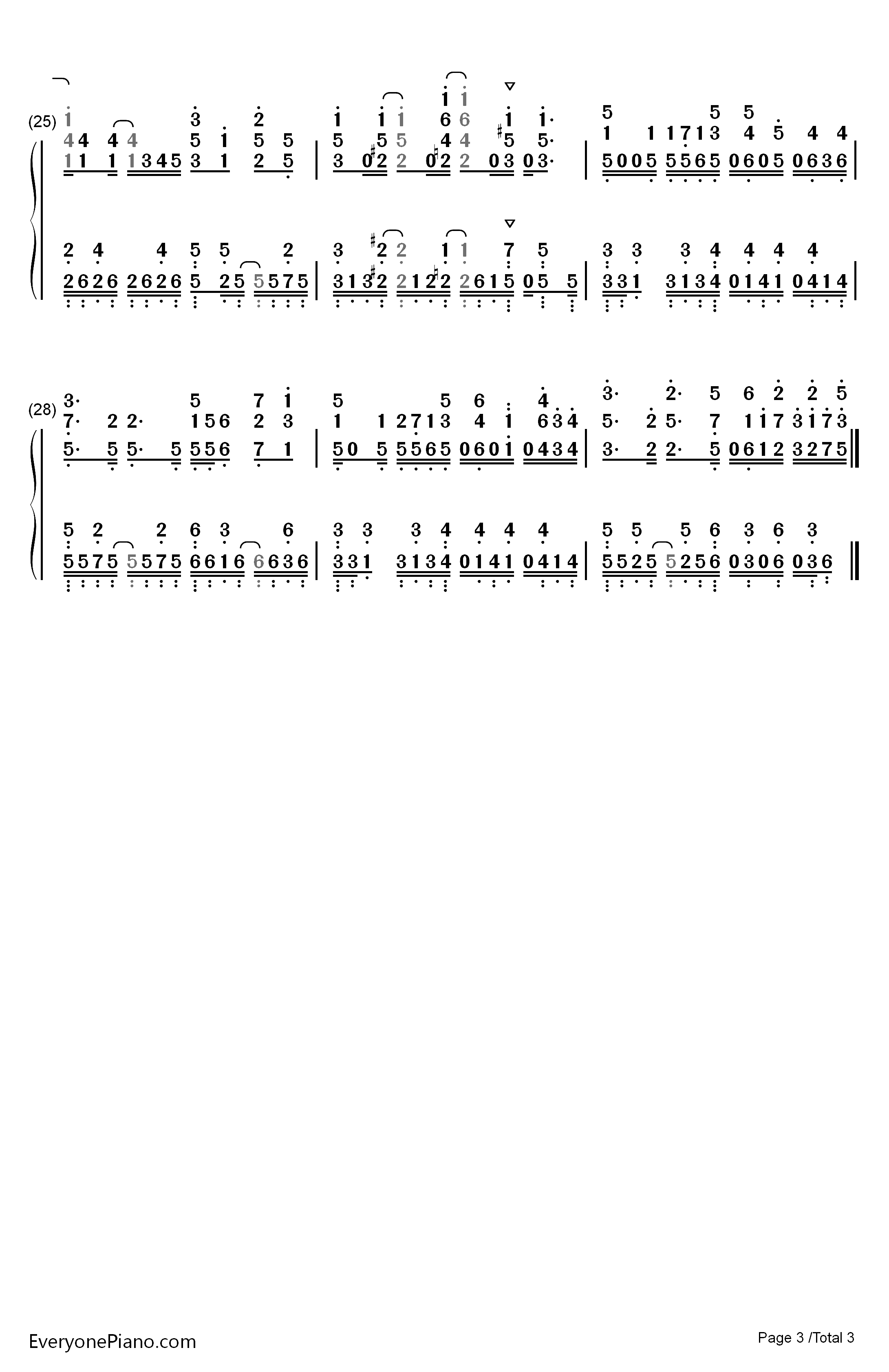Chime钢琴简谱-数字双手-大冢爱3