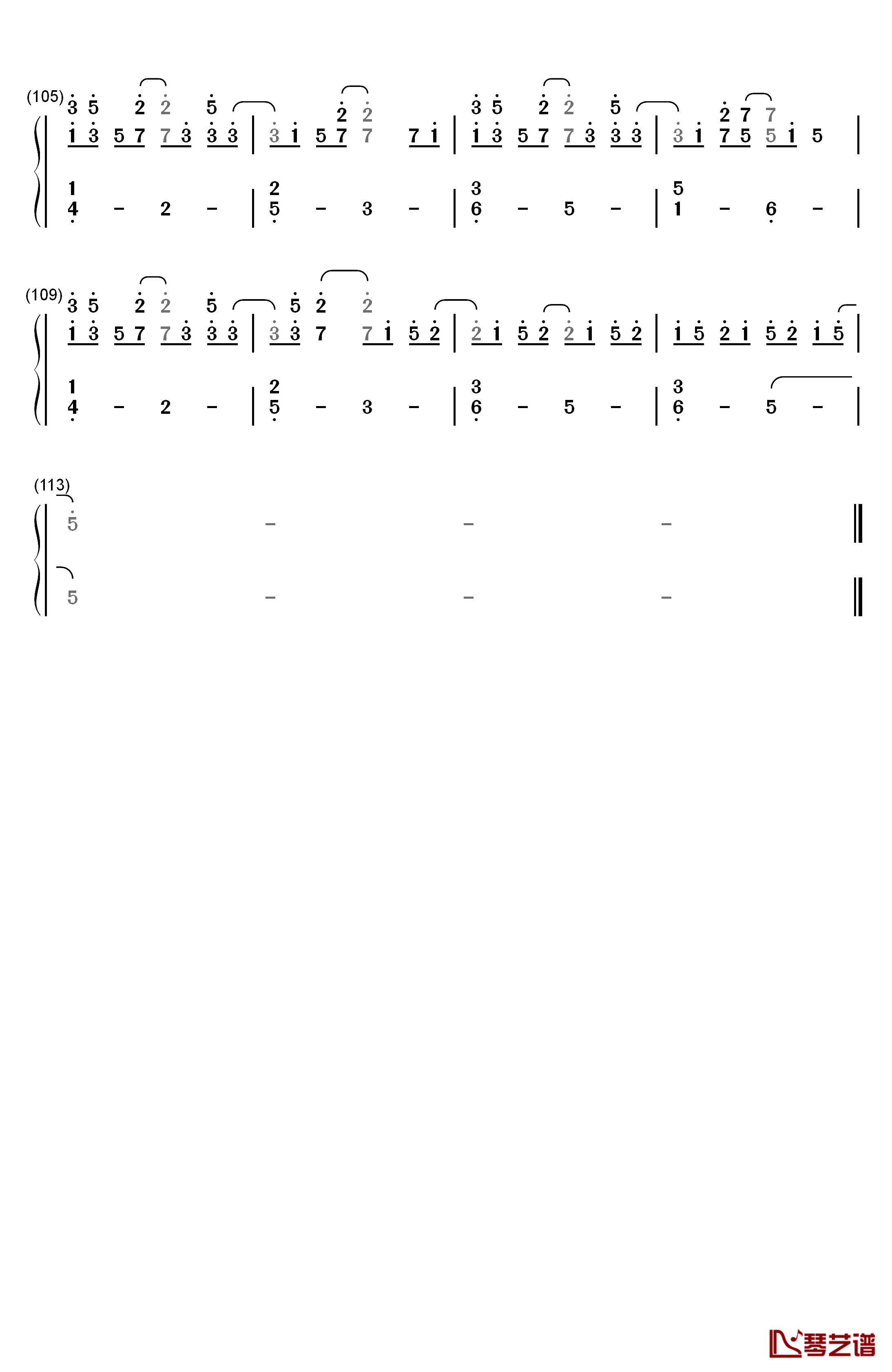 China钢琴简谱-数字双手-徐梦圆6