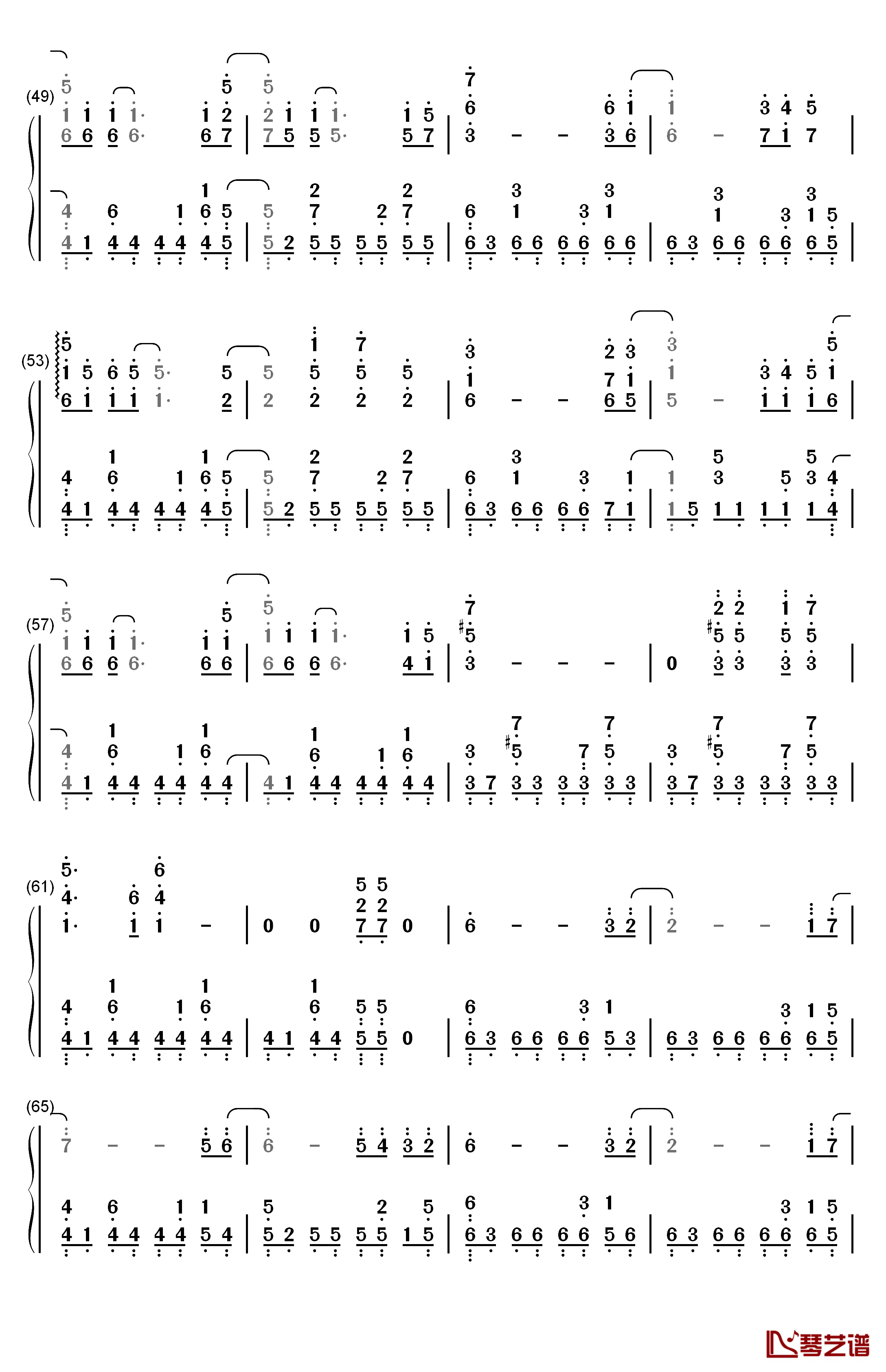 绯色之空钢琴简谱-数字双手-川田麻美4